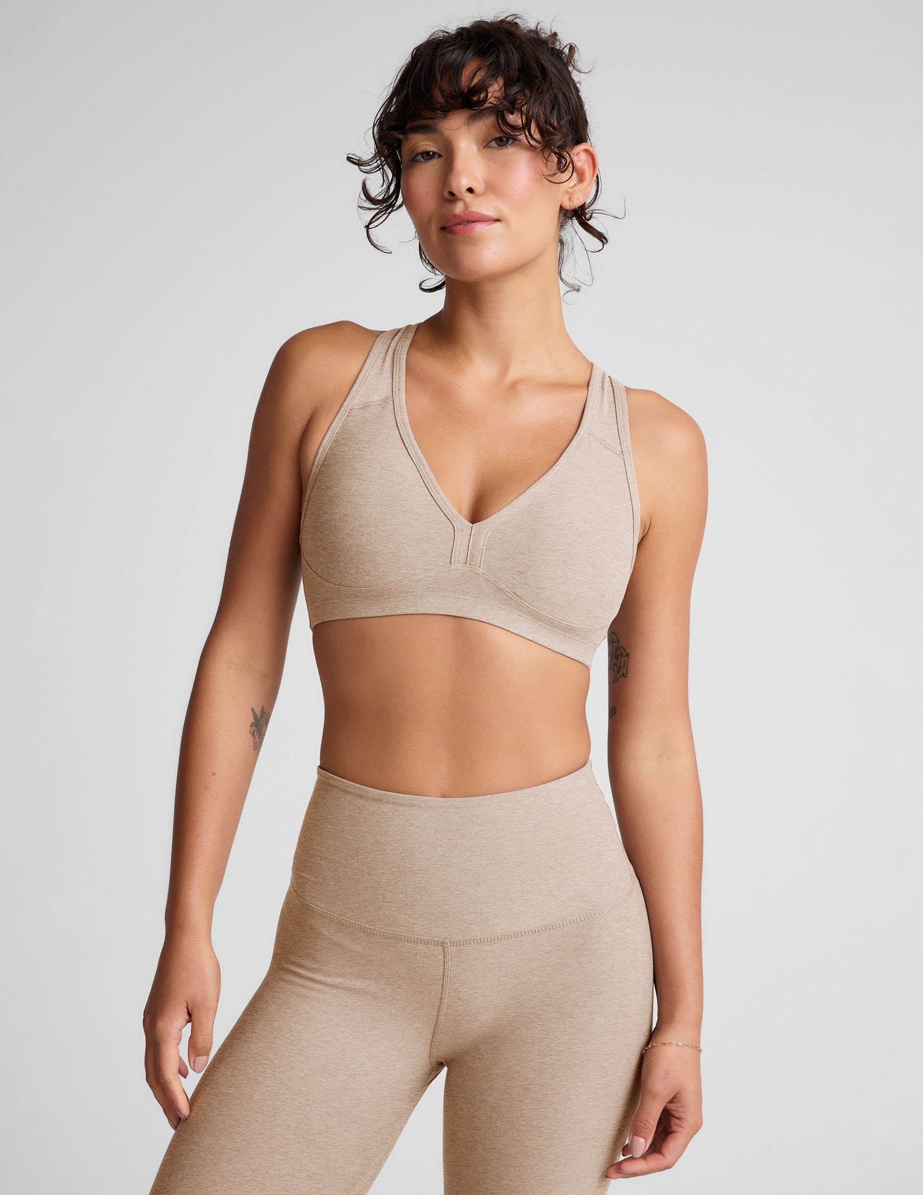Spacedye V-Neck Active Bra: Contouring Fit, Removable Pads, Medium Support