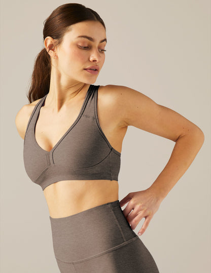 Spacedye V-Neck Sports Bra: Removable Pads, Contoured Seams, Ultimate Active Comfort
