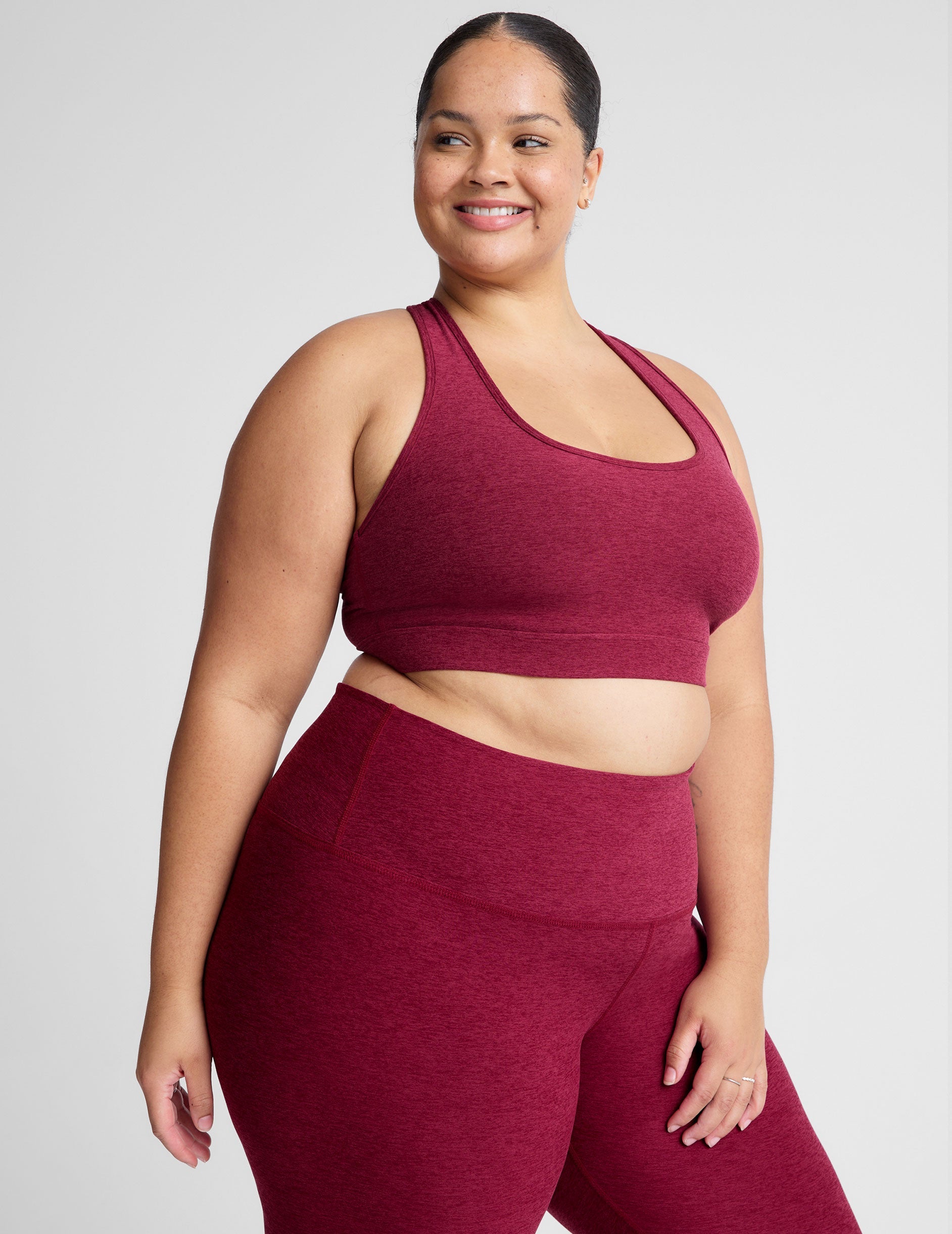 Soft Spacedye Plus Size Racerback Sports Bra - Medium Support Keyhole Design