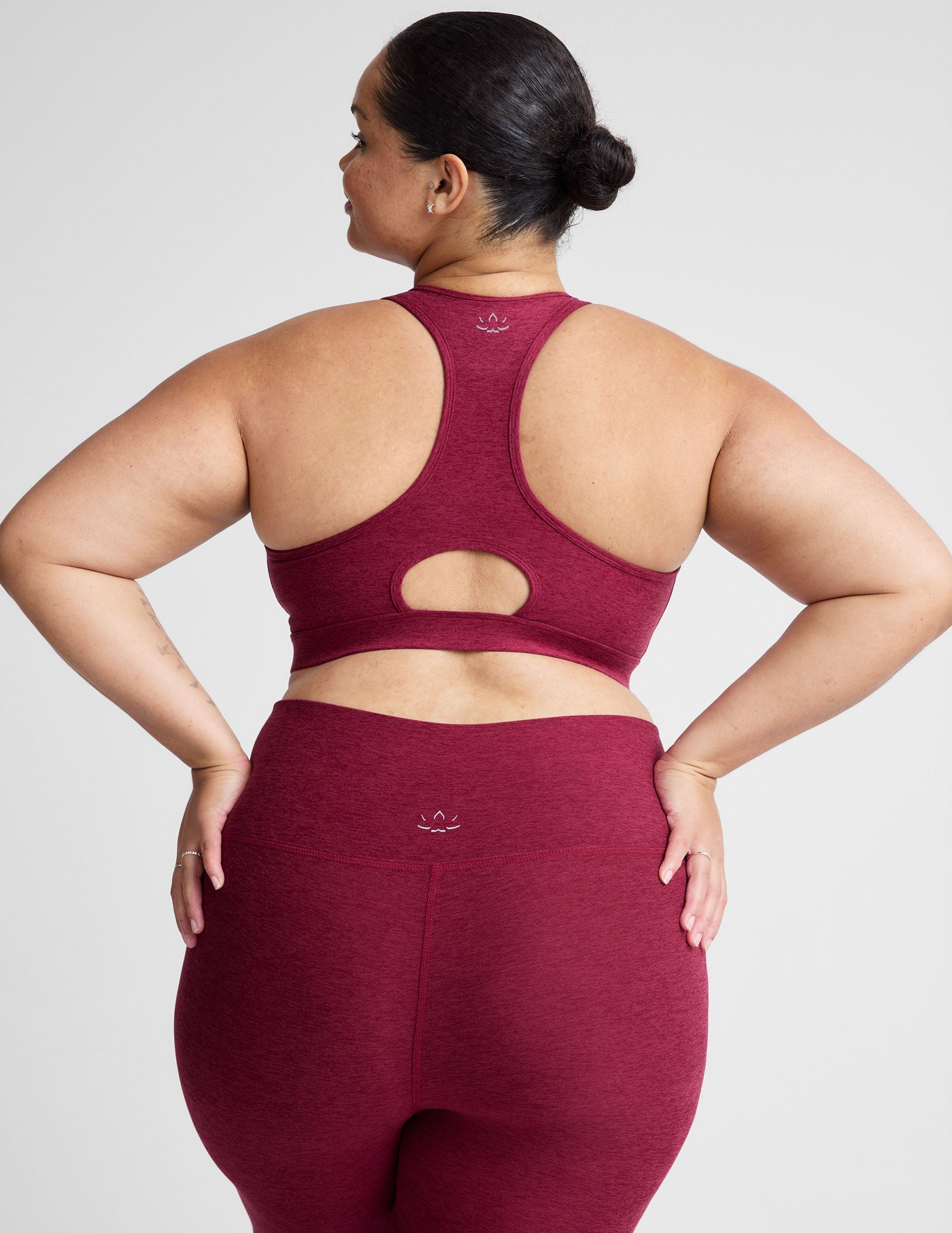 Soft Spacedye Plus Size Racerback Sports Bra - Medium Support Keyhole Design