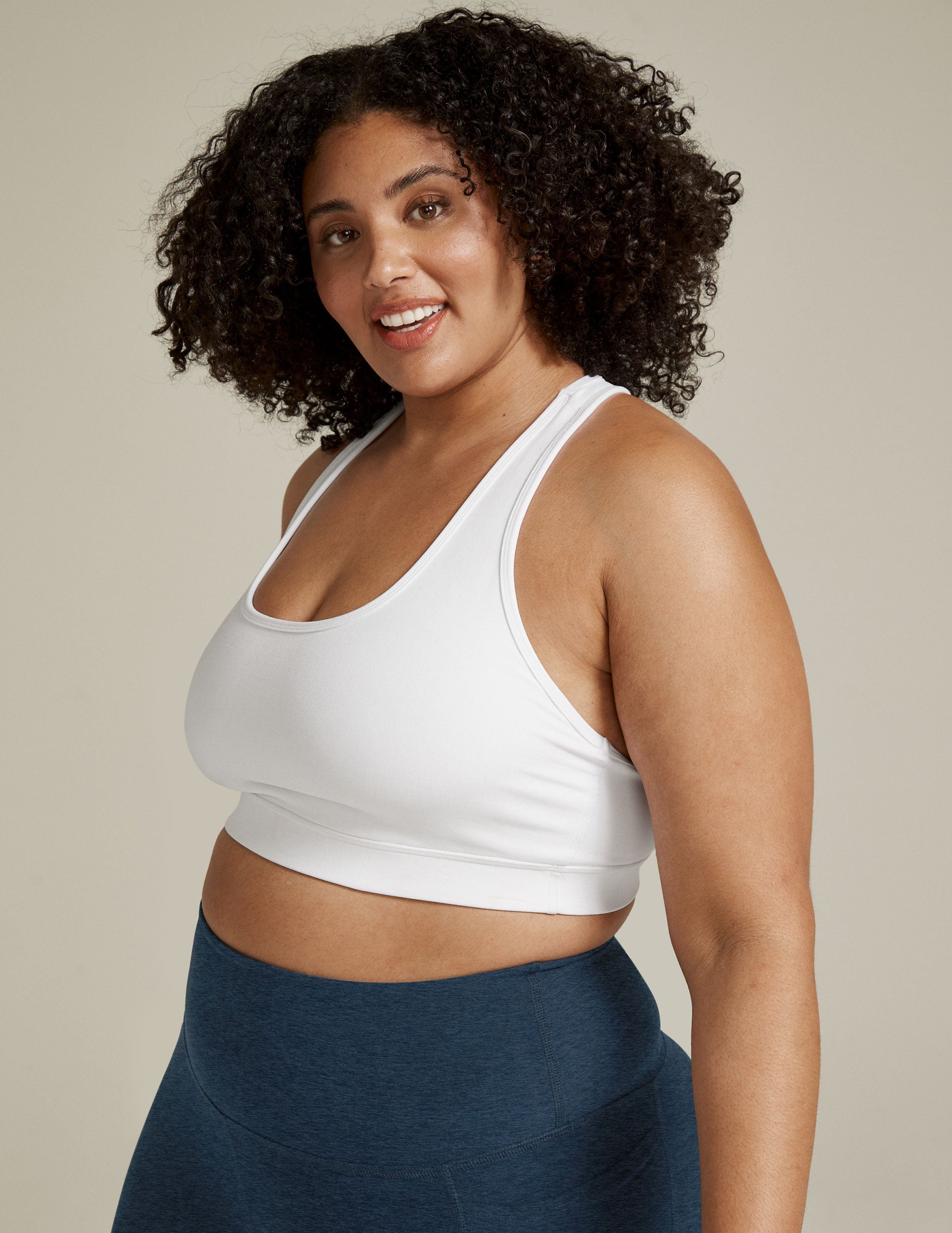Ultra-Soft Spacedye Plus Size Sports Bra: Racerback, Medium Support, Keyhole Detail