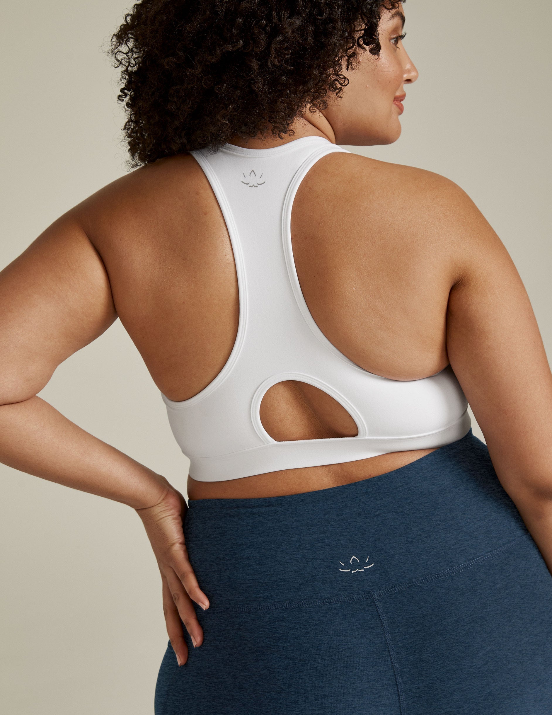 Ultra-Soft Spacedye Plus Size Sports Bra: Racerback, Medium Support, Keyhole Detail