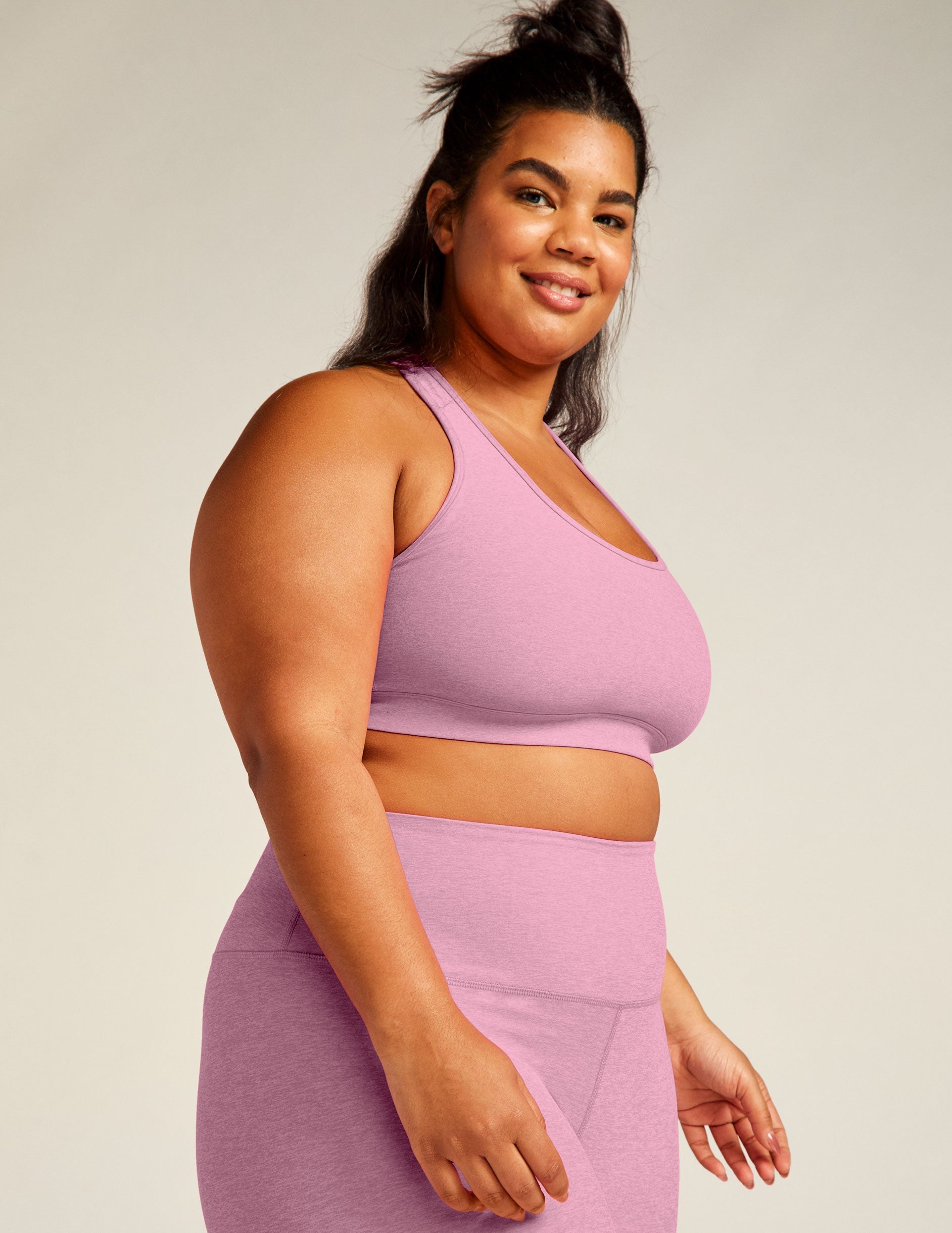Beyond Yoga Ultra-Soft Spacedye Racerback Sports Bra with Keyhole Detail
