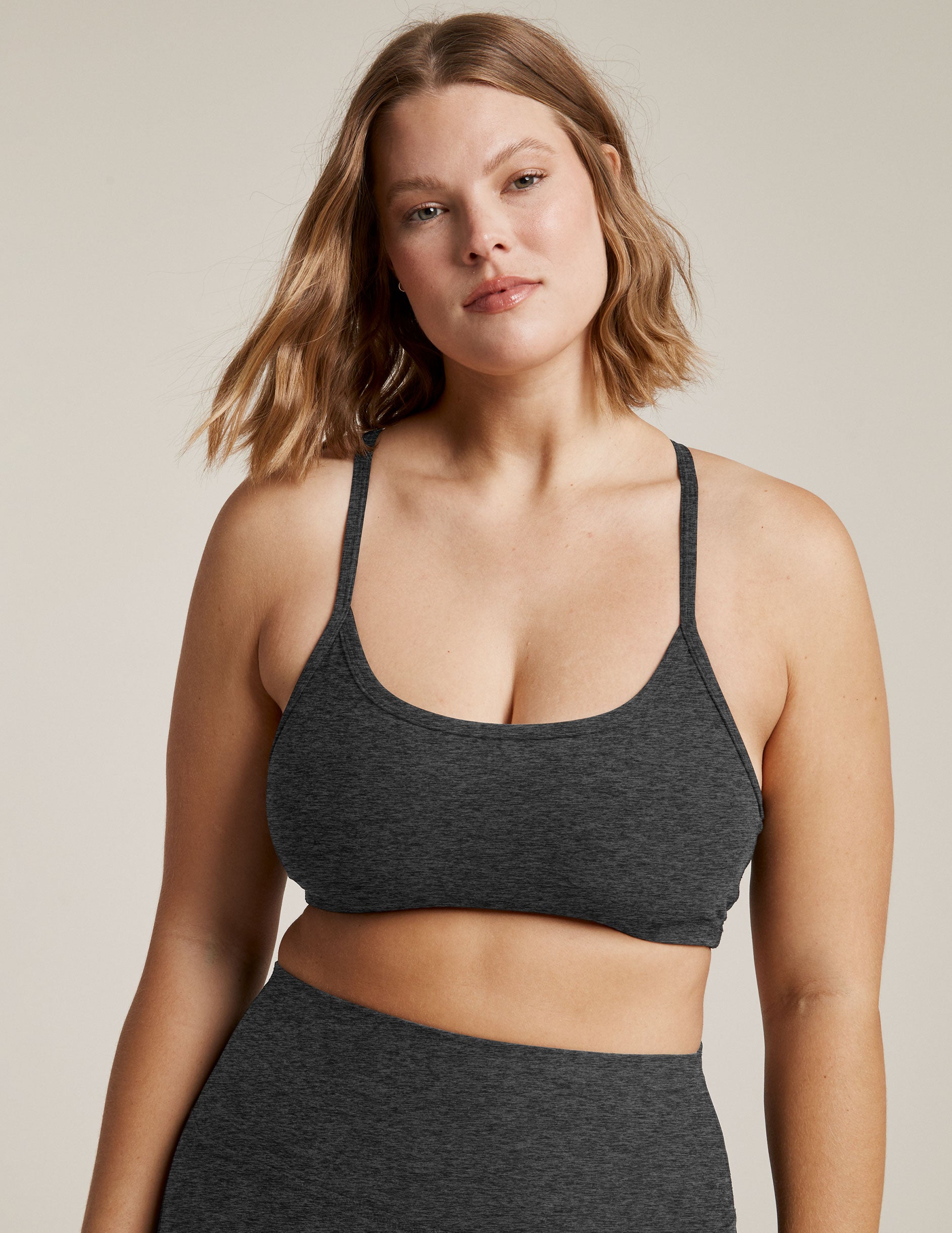 Soft Spacedye Slim Racerback Yoga Sports Bra: Moisture-Wicking, UV Protection