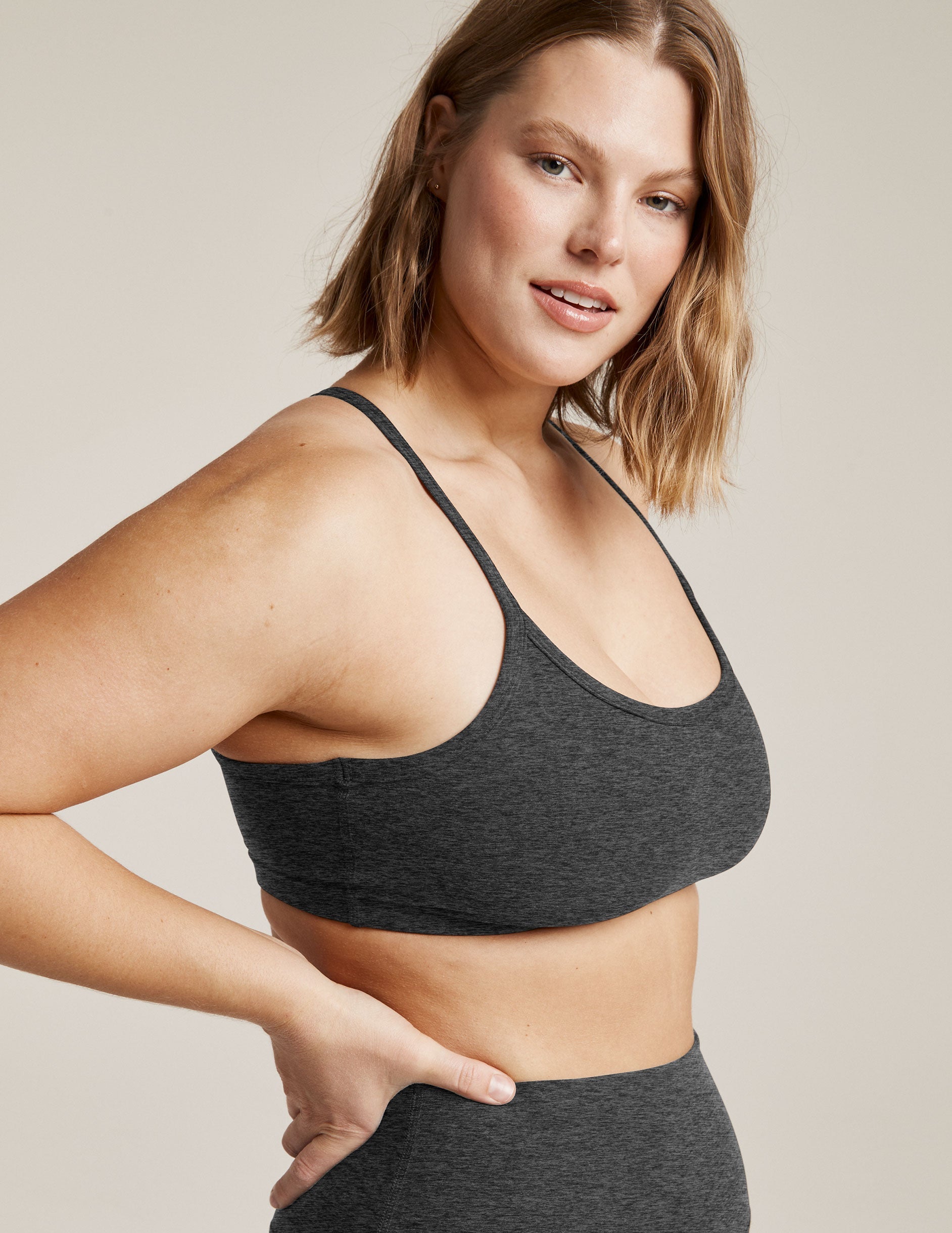 Soft Spacedye Slim Racerback Yoga Sports Bra: Moisture-Wicking, UV Protection