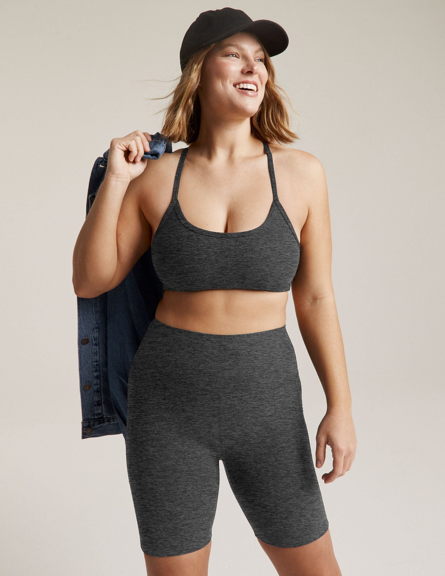 Soft Spacedye Slim Racerback Yoga Sports Bra: Moisture-Wicking, UV Protection