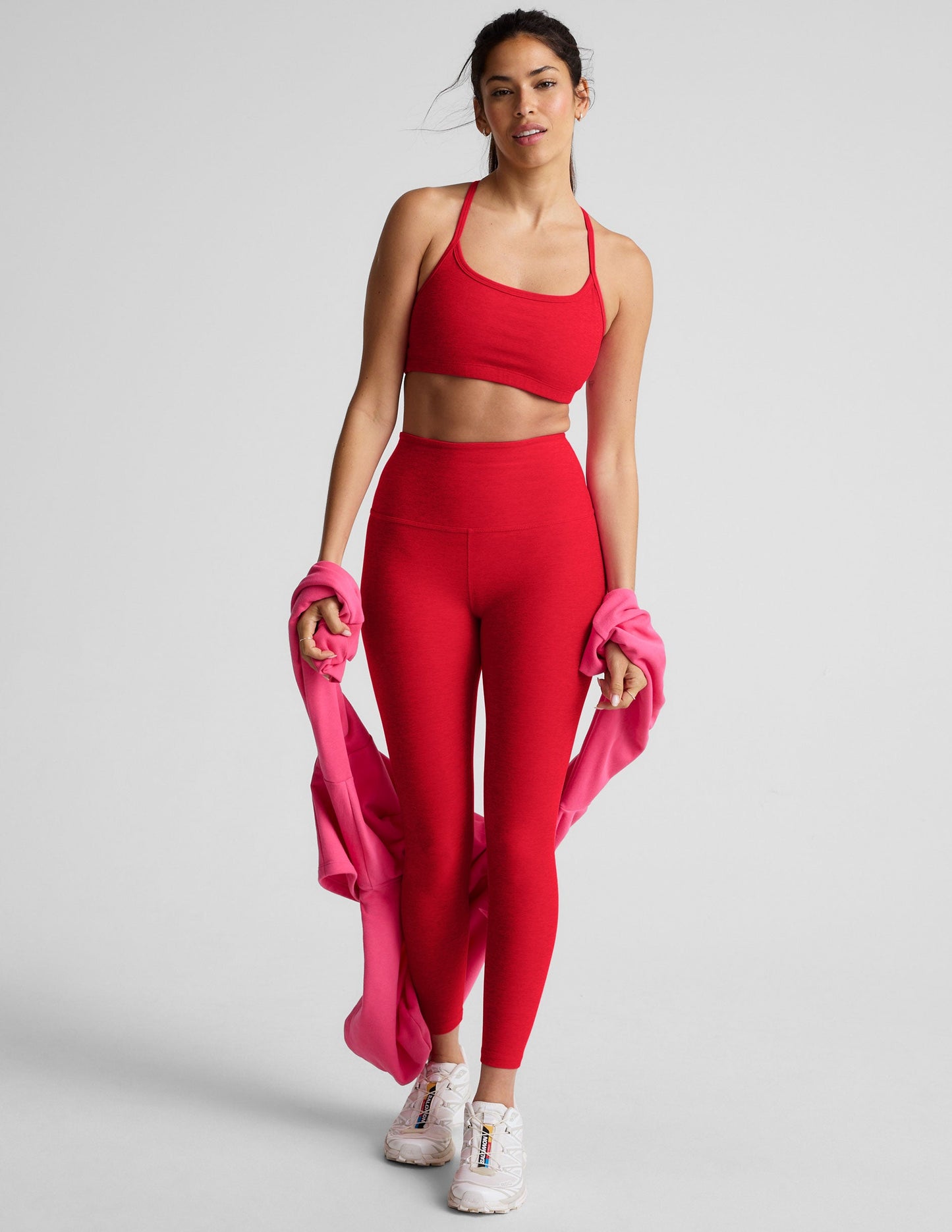 Beyond Yoga Spacedye Slim Racerback Bra for Activewear - Candy Apple Red Heather