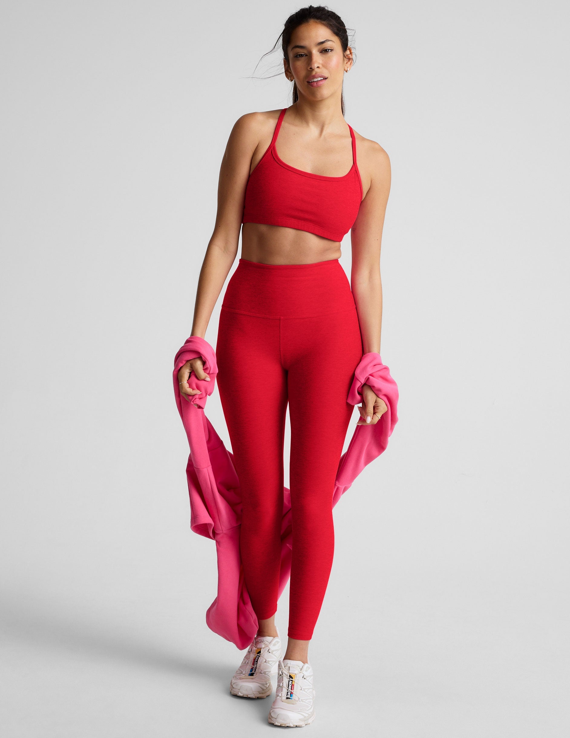 Beyond Yoga Spacedye Slim Racerback Bra for Activewear - Candy Apple Red Heather