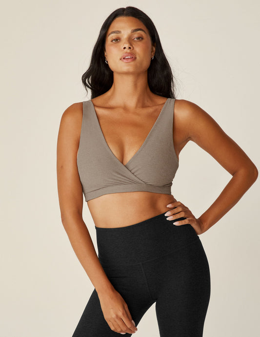 Ultra-Soft Spacedye Crossover V-Neck Maternity Nursing Bra for Postpartum Comfort