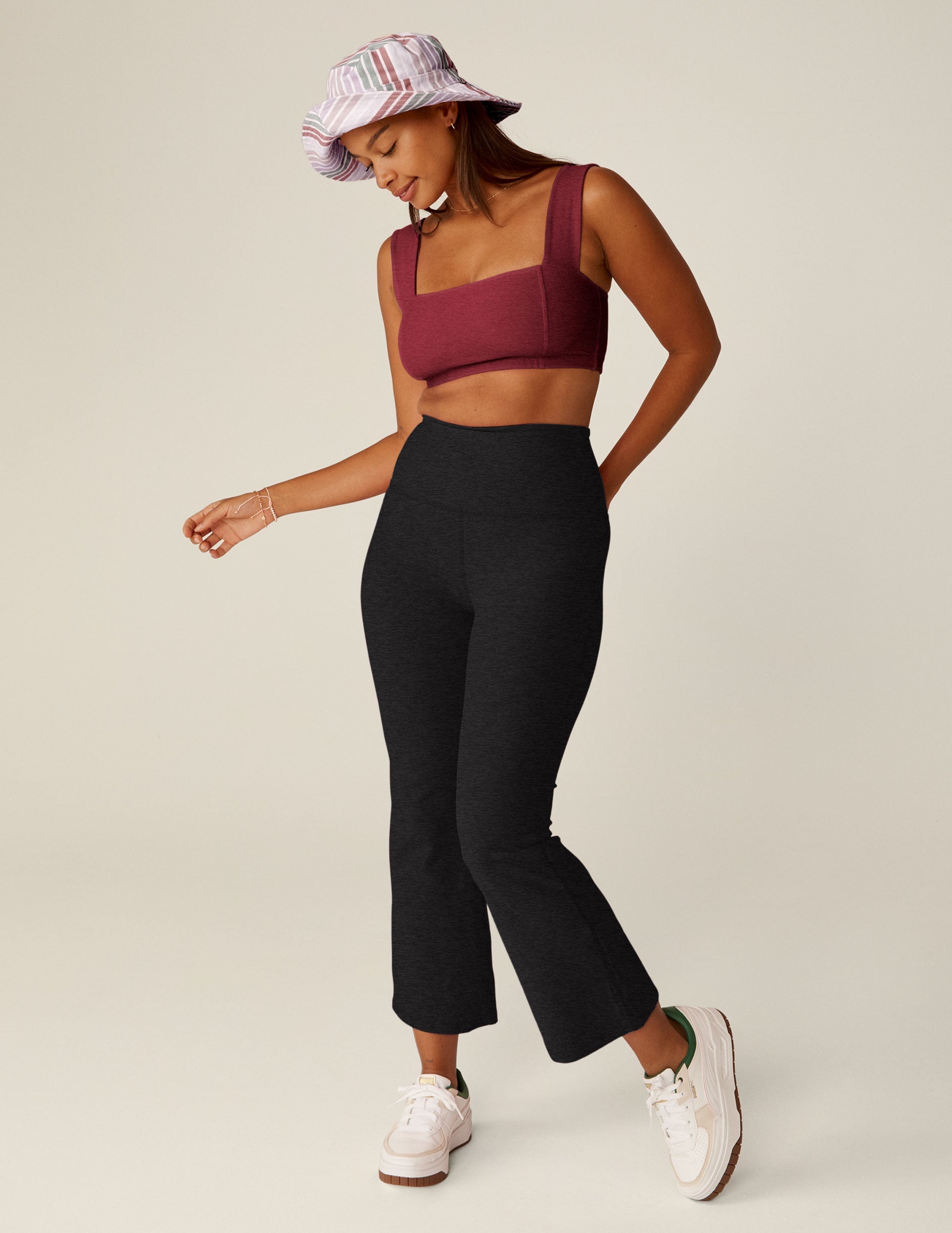 Spacedye Square Neck Bra Top, Medium Support Activewear, Bordeaux Heather Red