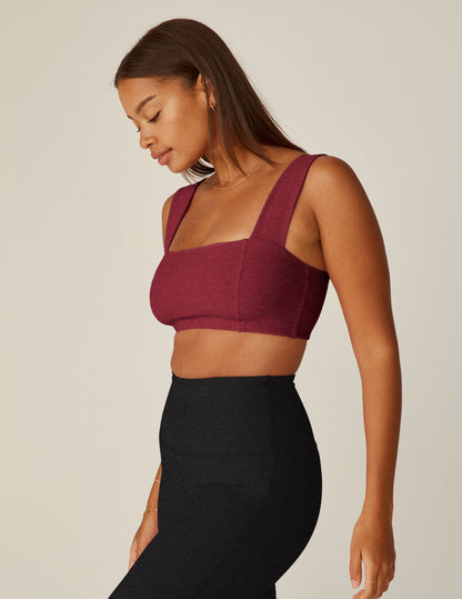 Spacedye Square Neck Bra Top, Medium Support Activewear, Bordeaux Heather Red