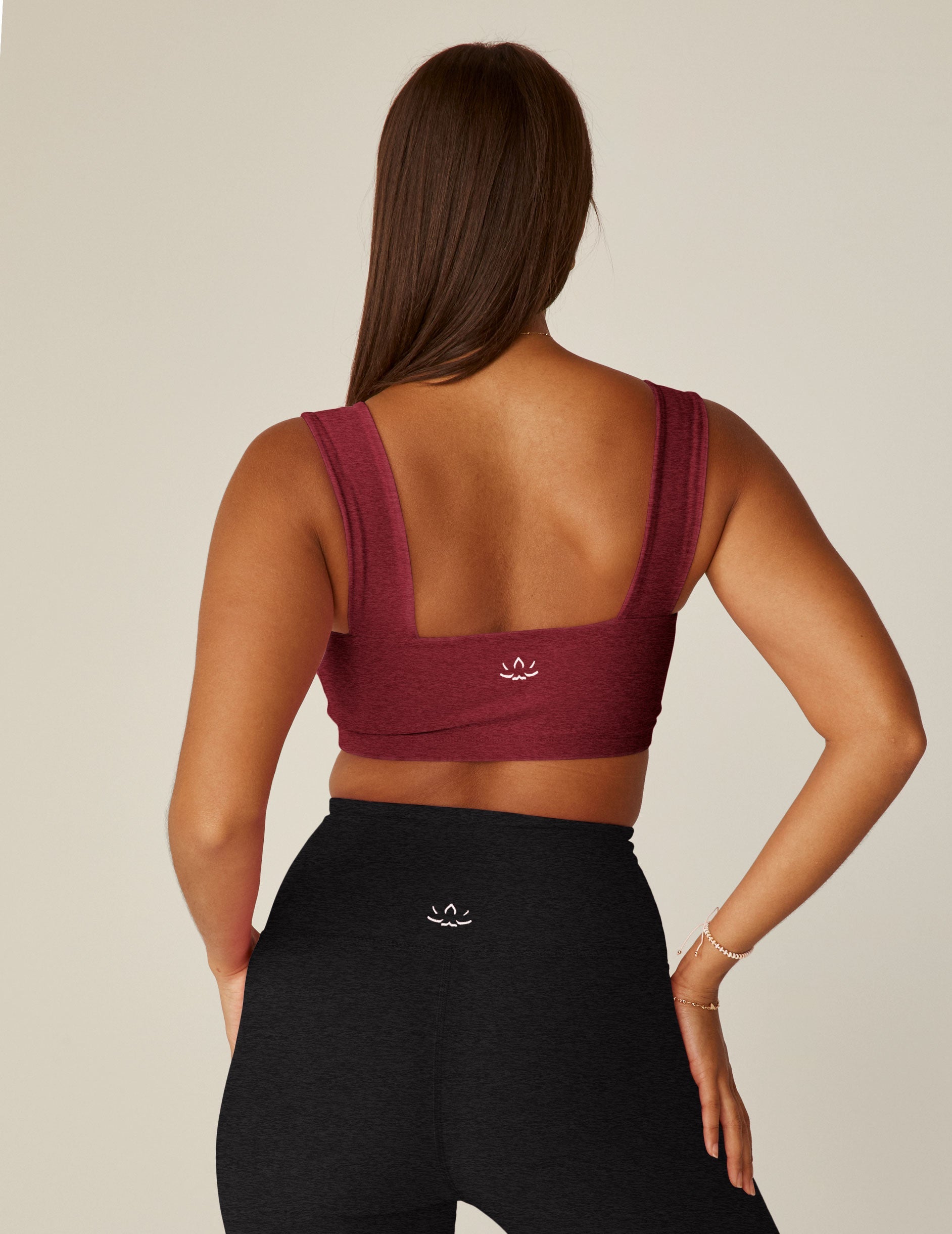 Spacedye Square Neck Bra Top, Medium Support Activewear, Bordeaux Heather Red