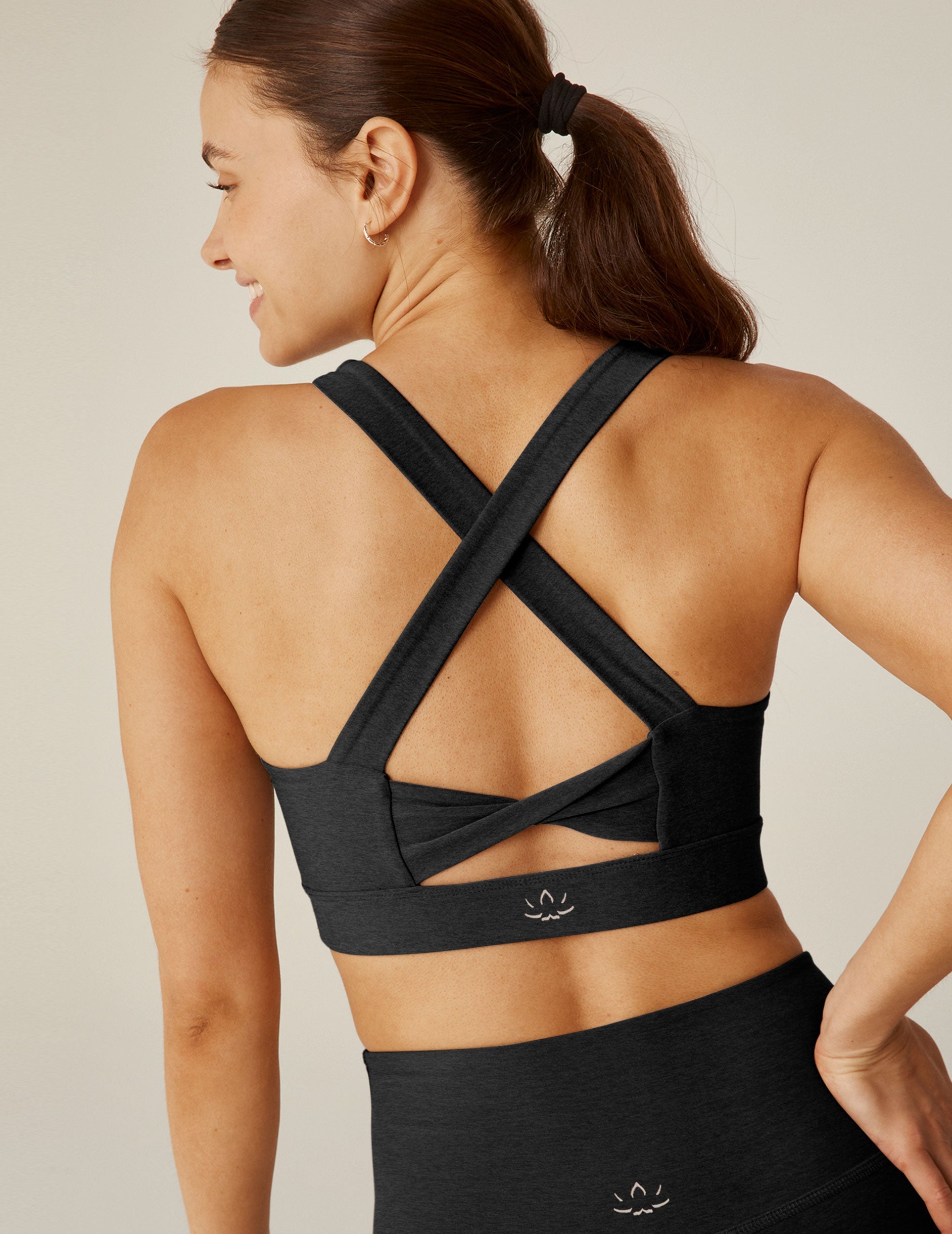Spacedye Twist Back Active Bra for Women with Medium Support