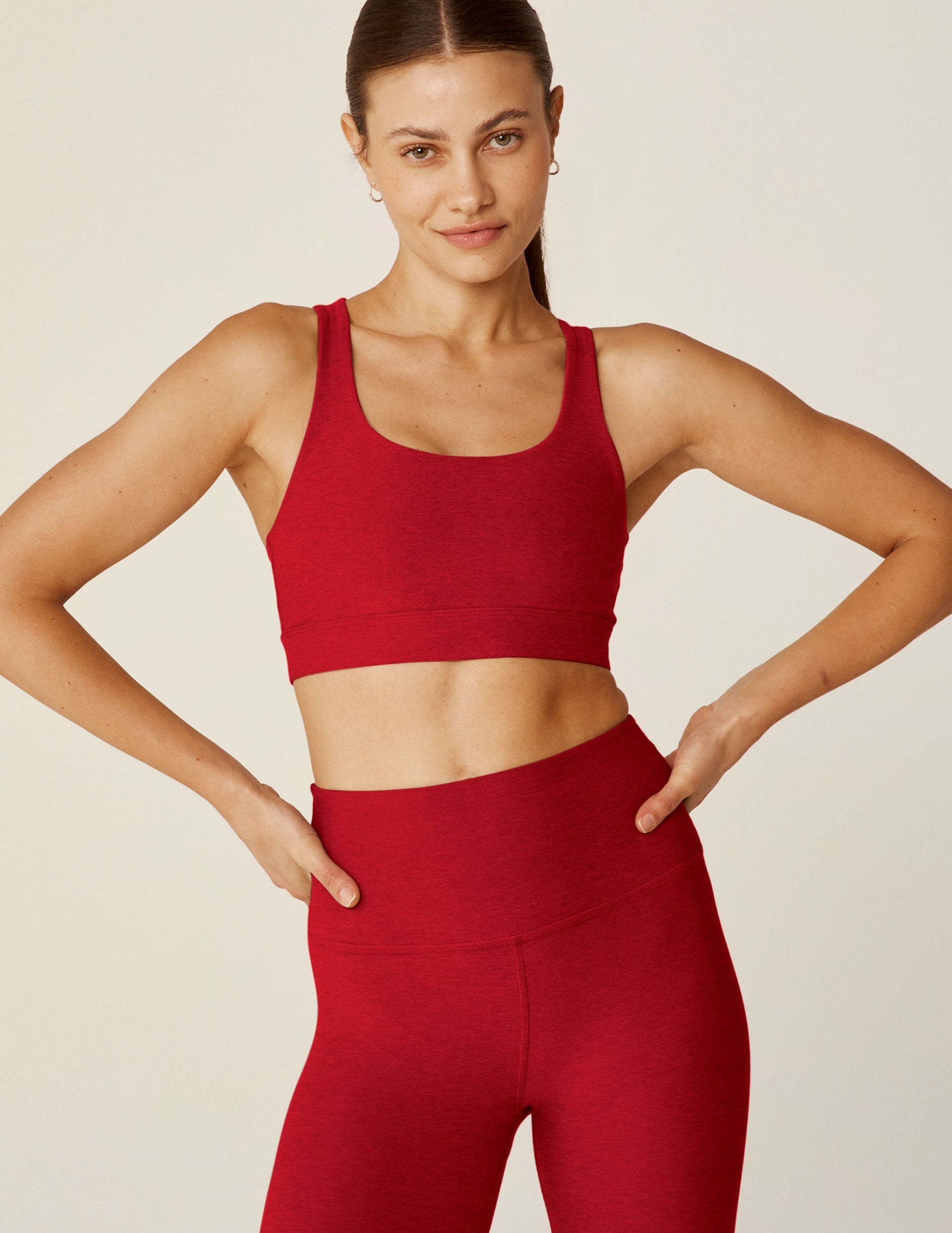 Spacedye Twist Back Sports Bra: Scoop Neck, Medium Support, Comfortable Activewear