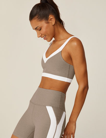 Spacedye V-Neck Sport Bra: Comfortable Activewear with Retro Trim
