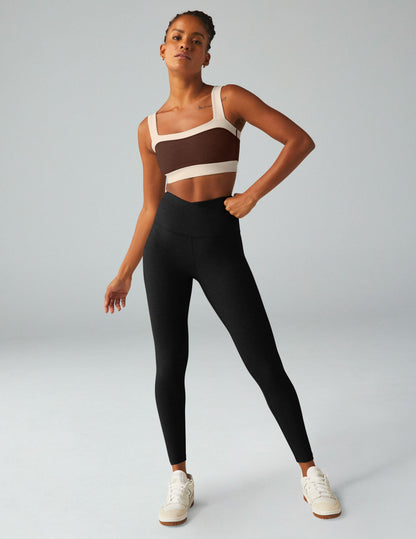 Spacedye Horizon Colorblock Bra Top, Comfortable Square Neck, Contrast Trim Activewear