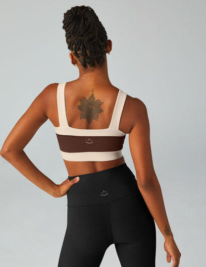 Spacedye Horizon Colorblock Bra Top, Comfortable Square Neck, Contrast Trim Activewear