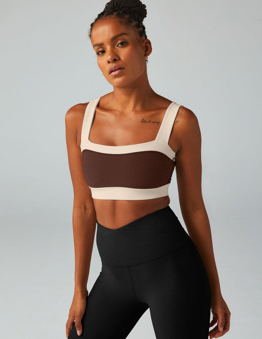 Spacedye Horizon Colorblock Bra Top, Comfortable Square Neck, Contrast Trim Activewear