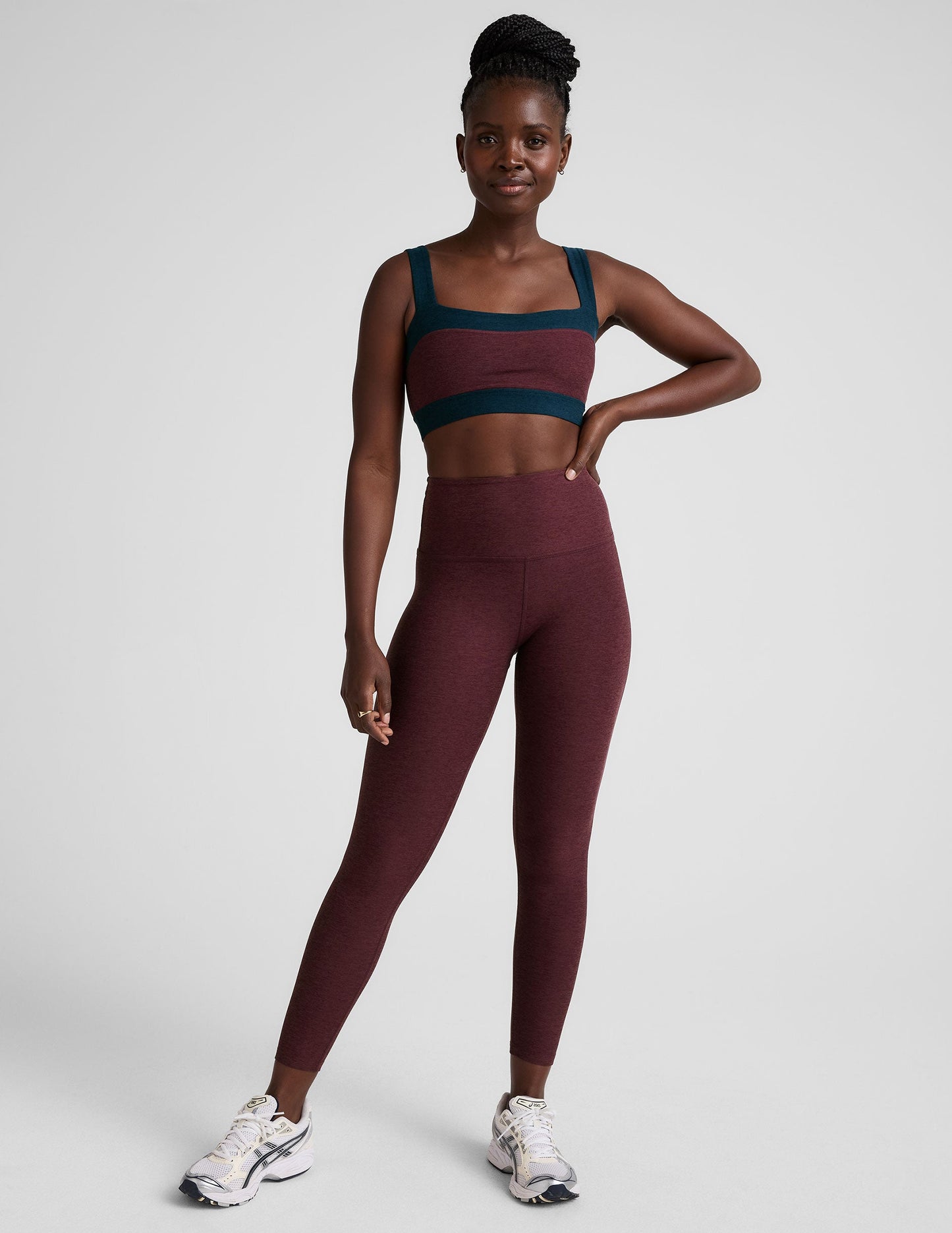 Comfortable Spacedye Horizon Colorblock Bra: Square Neck, Wide Straps, Medium Support