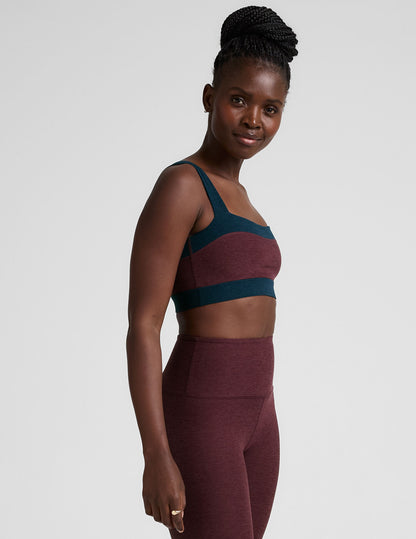 Comfortable Spacedye Horizon Colorblock Bra: Square Neck, Wide Straps, Medium Support