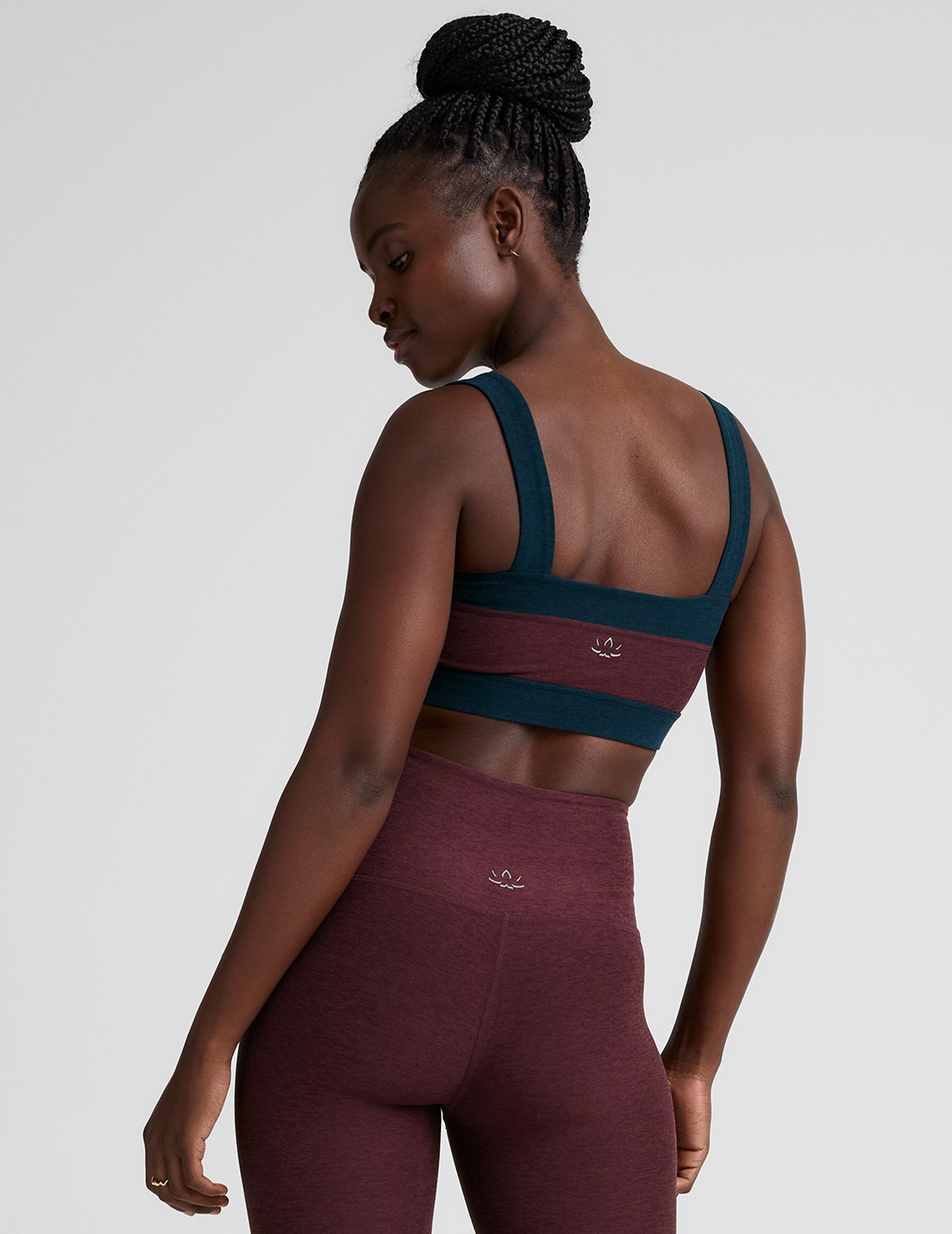 Comfortable Spacedye Horizon Colorblock Bra: Square Neck, Wide Straps, Medium Support