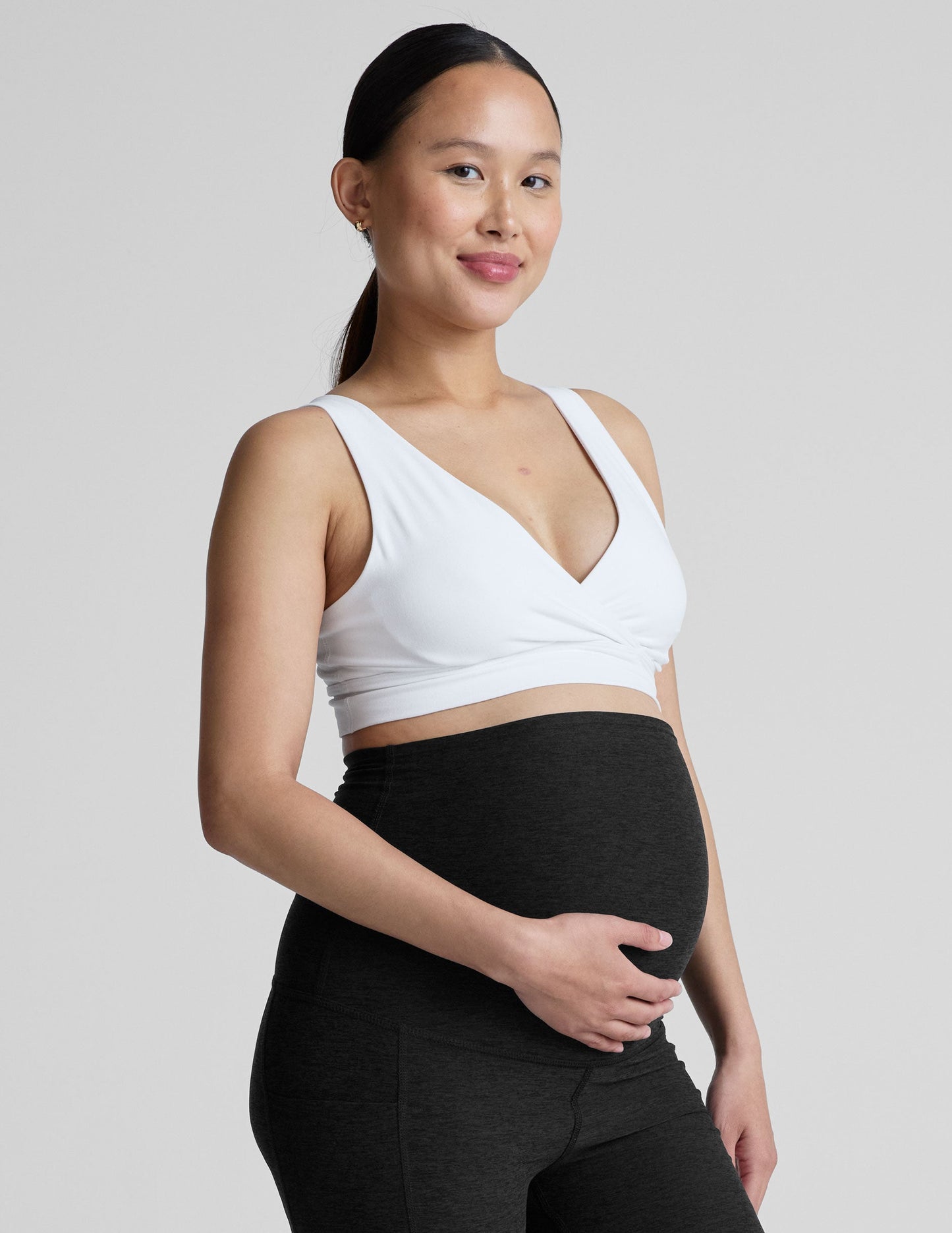 Soft Spacedye Fabric Longline Nursing Bra with Easy Pull-Down Access