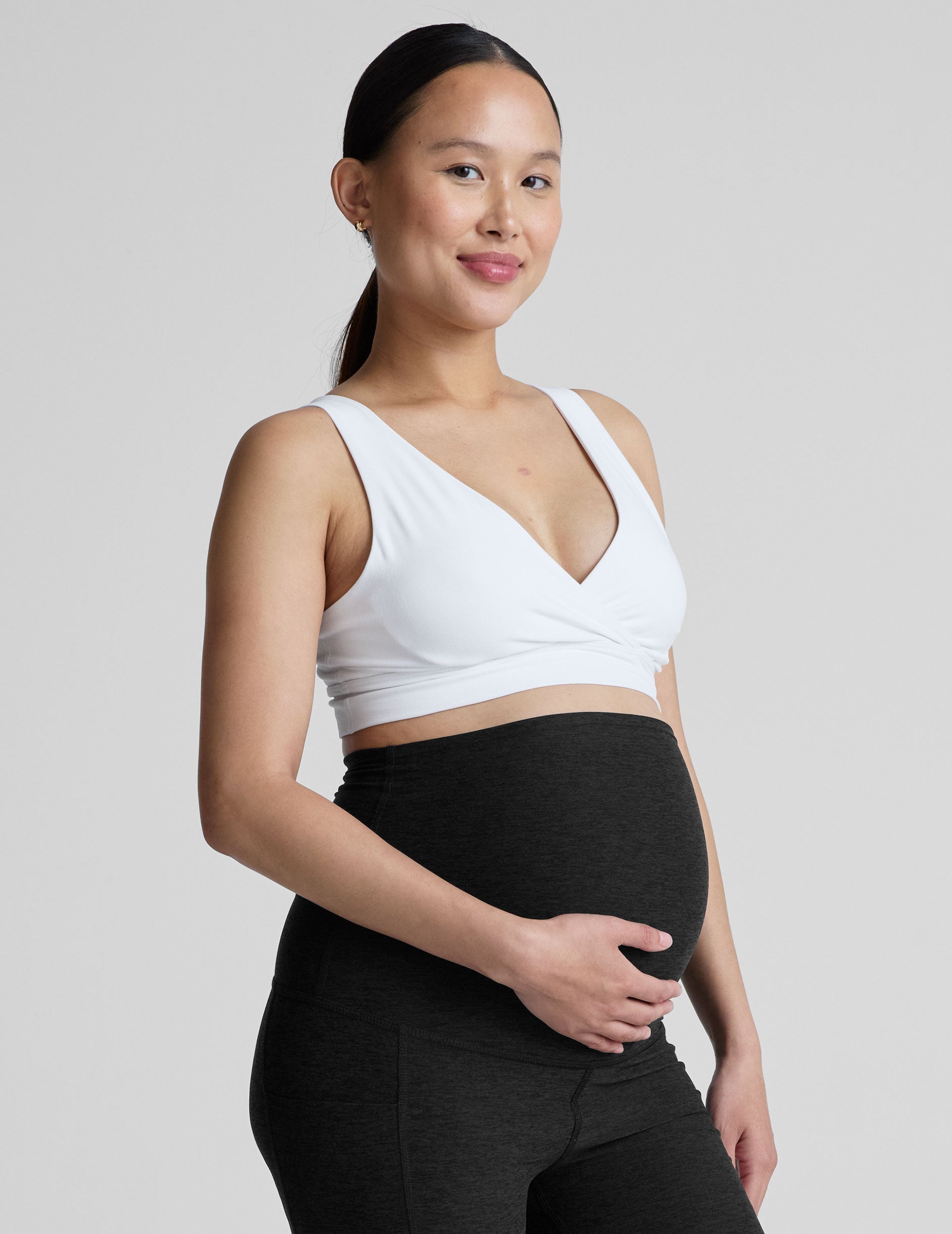 Soft Spacedye Fabric Longline Nursing Bra with Easy Pull-Down Access