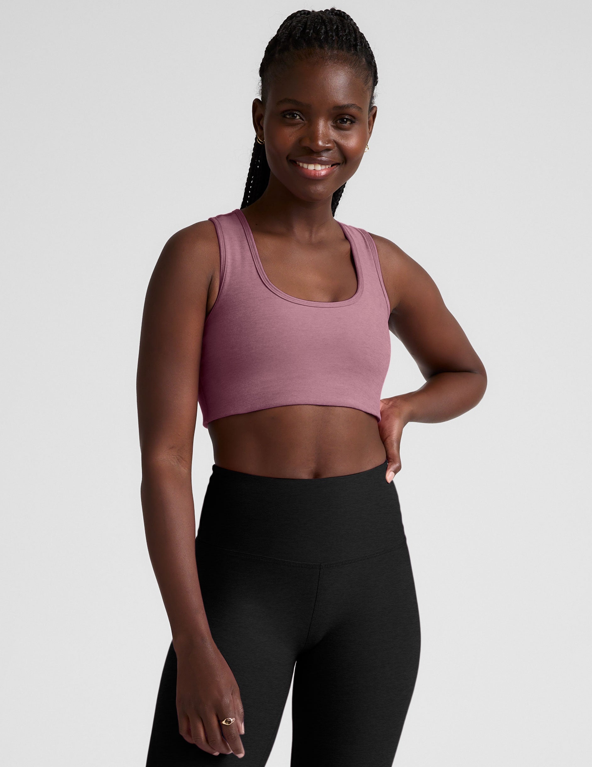 Spacedye Simplicity Ballet Pink Heather Racerback Bra for Active Comfort
