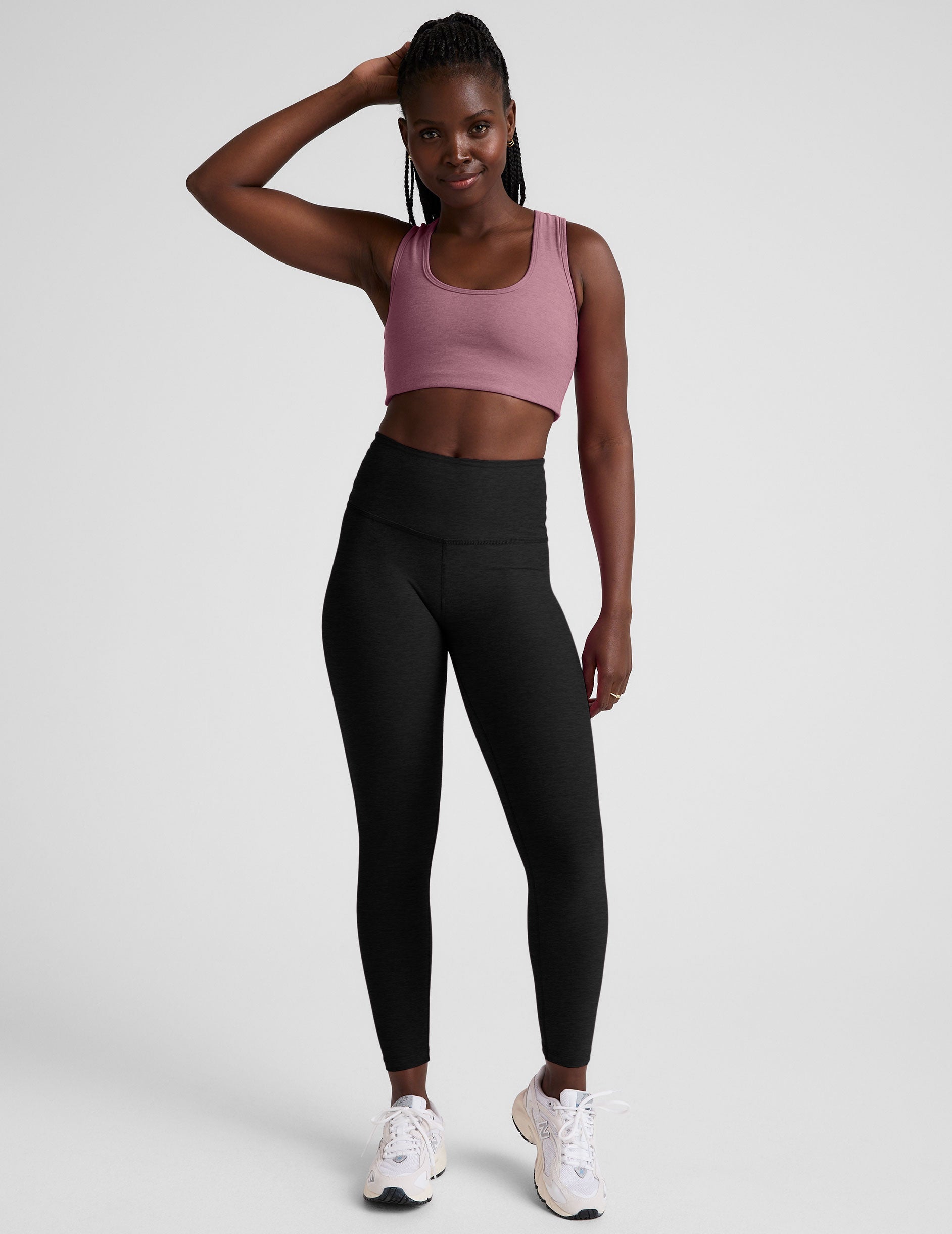 Spacedye Simplicity Ballet Pink Heather Racerback Bra for Active Comfort