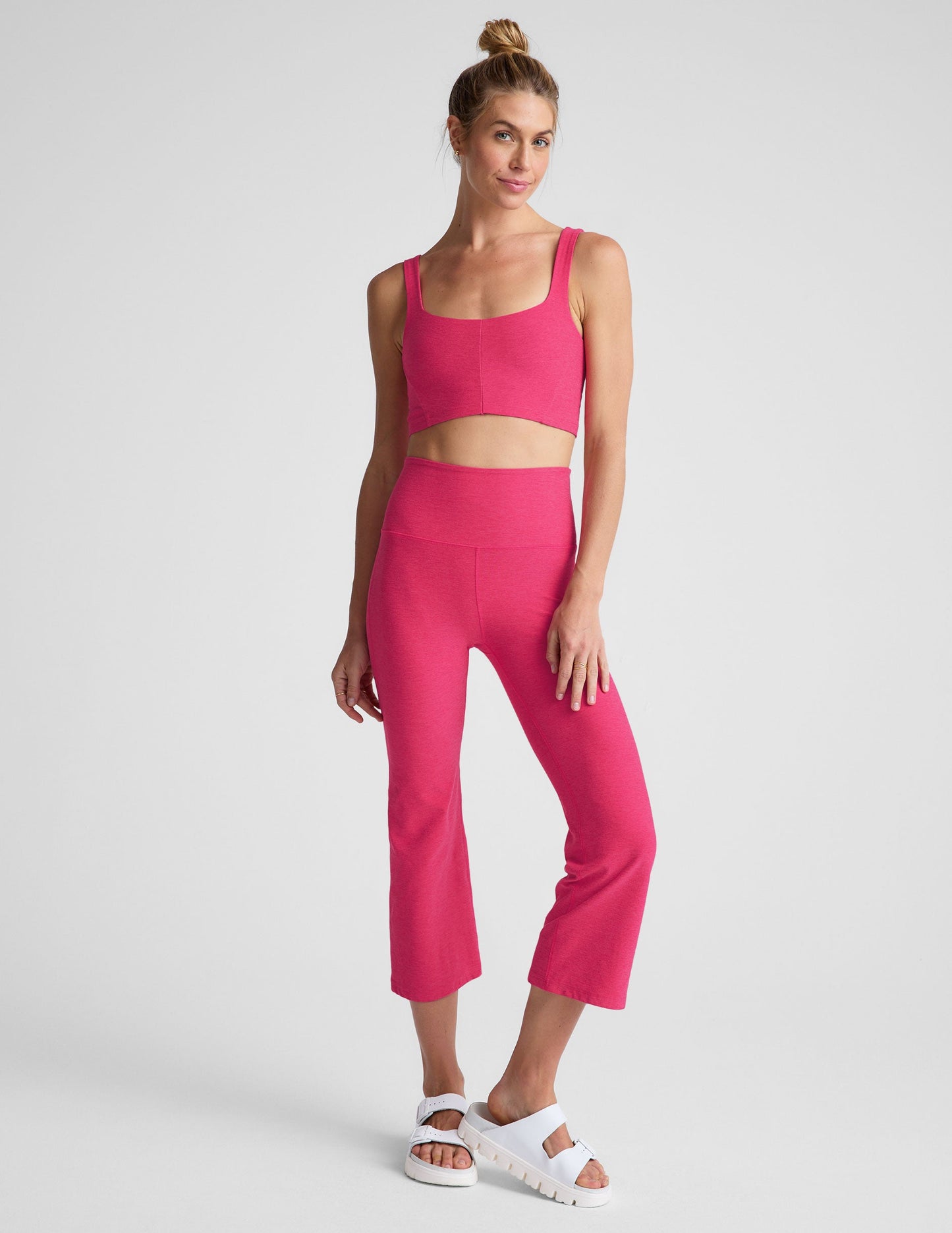 Beyond Yoga Spacedye Shape Bra: Ultra-Soft, Sculptural, Medium Support, Vivid Pink Heather