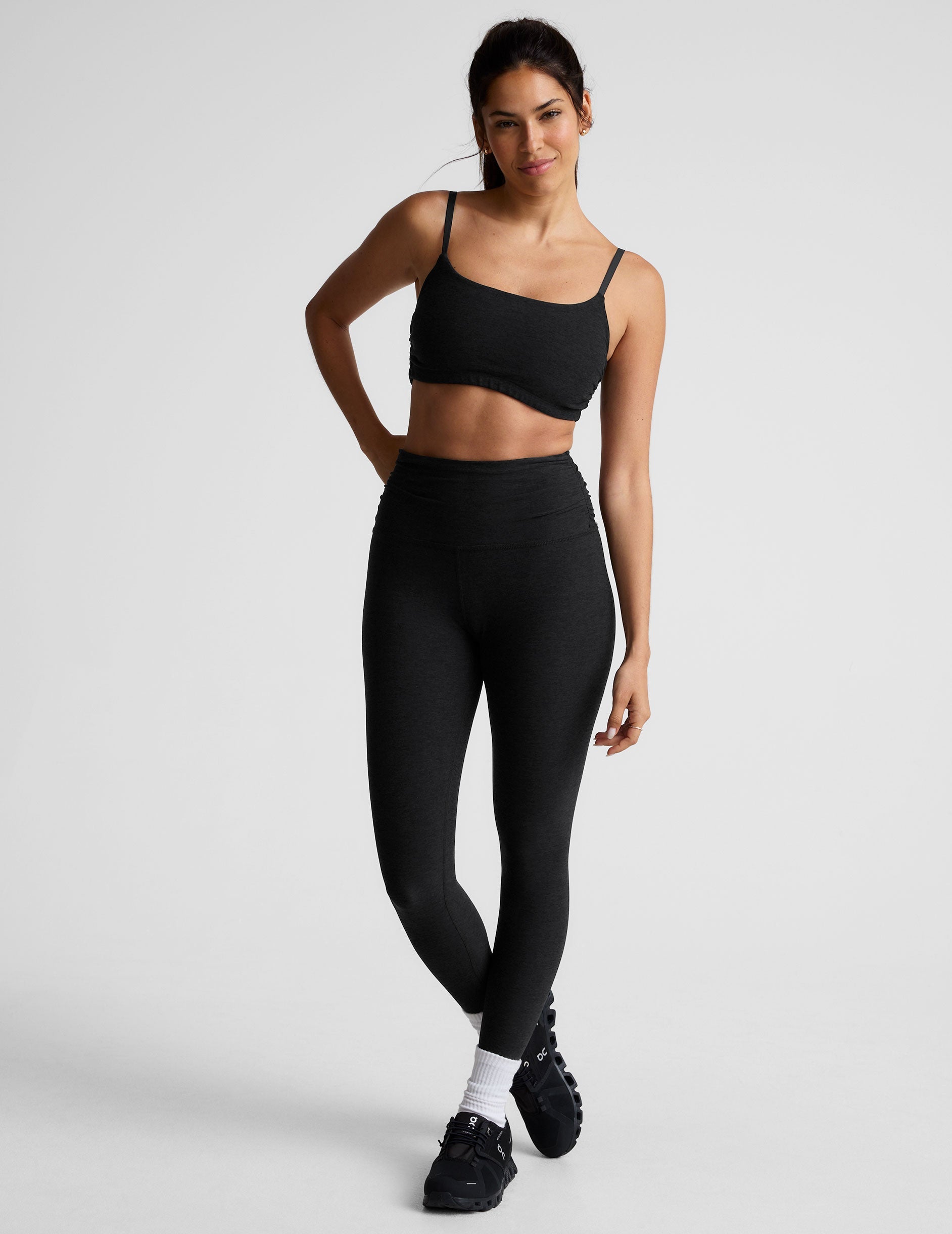 Beyond Yoga Spacedye Shirred Racerback Sports Bra - Adjustable Straps, Soft Support