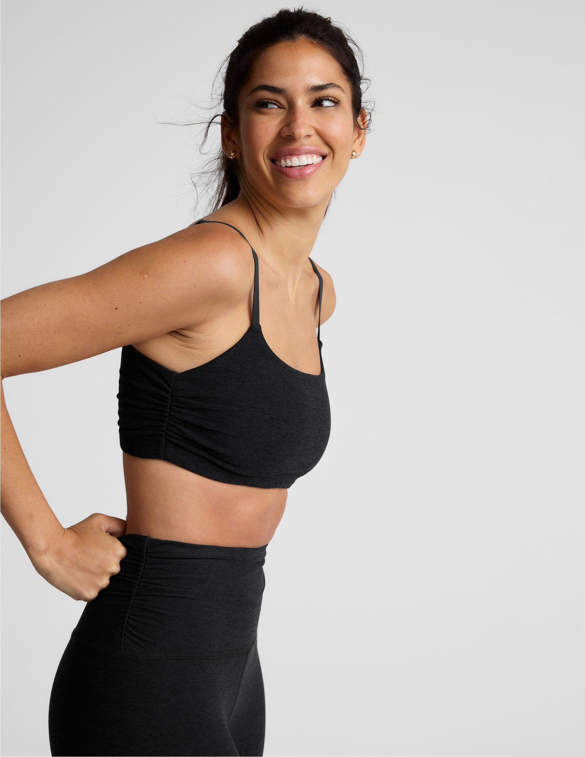 Beyond Yoga Spacedye Shirred Racerback Sports Bra - Adjustable Straps, Soft Support