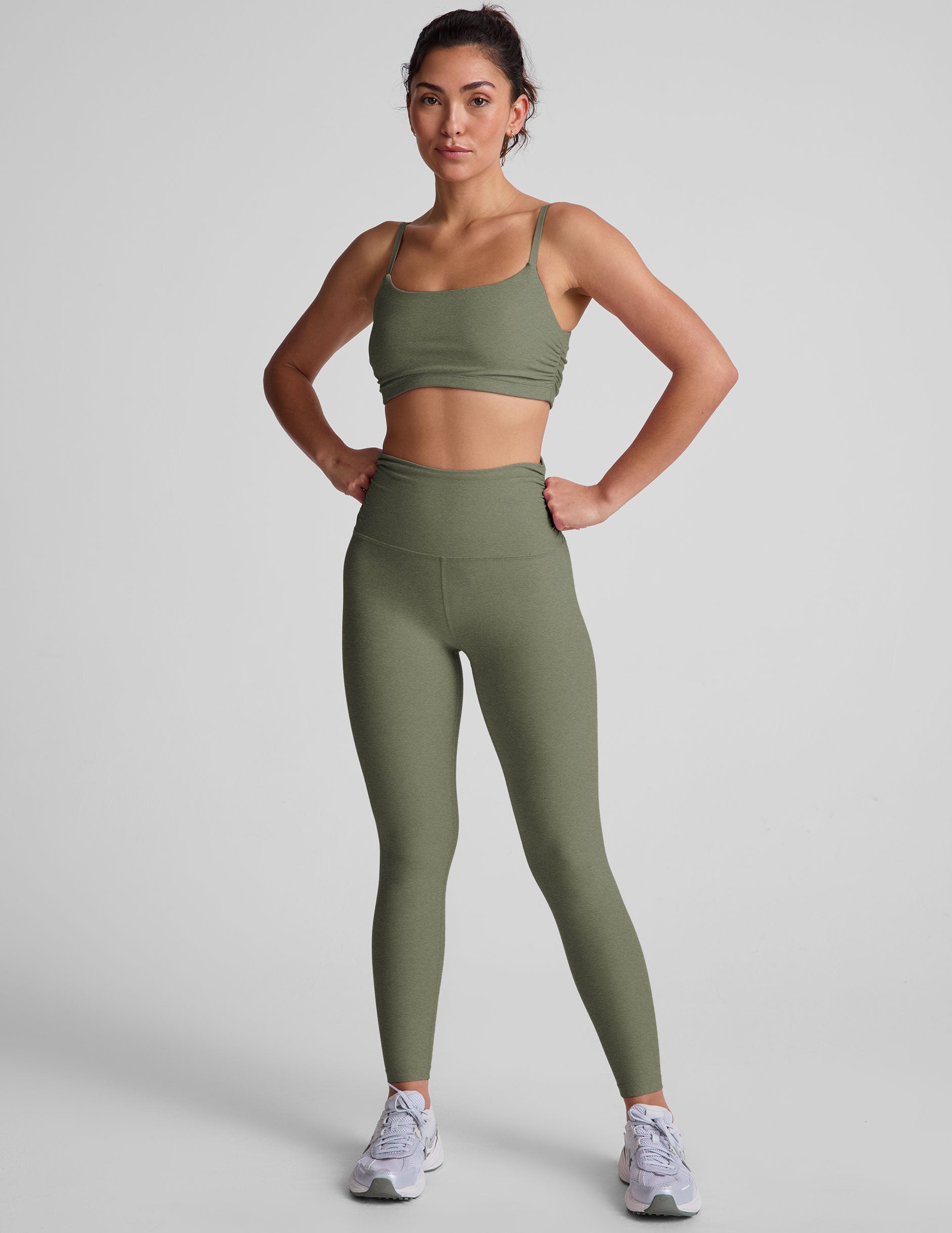 Spacedye Barre Shirred Sports Bra Adjustable Straps Dance Yoga Workout Top