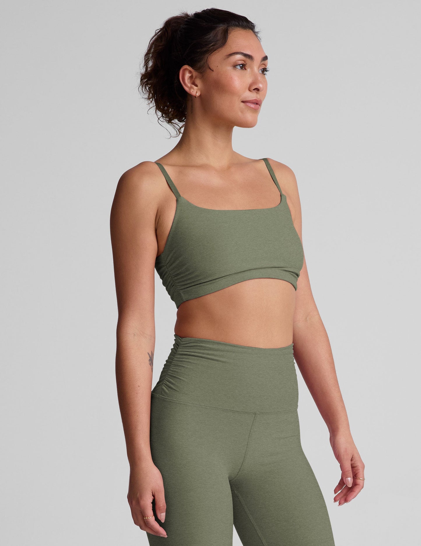 Spacedye Barre Shirred Sports Bra Adjustable Straps Dance Yoga Workout Top