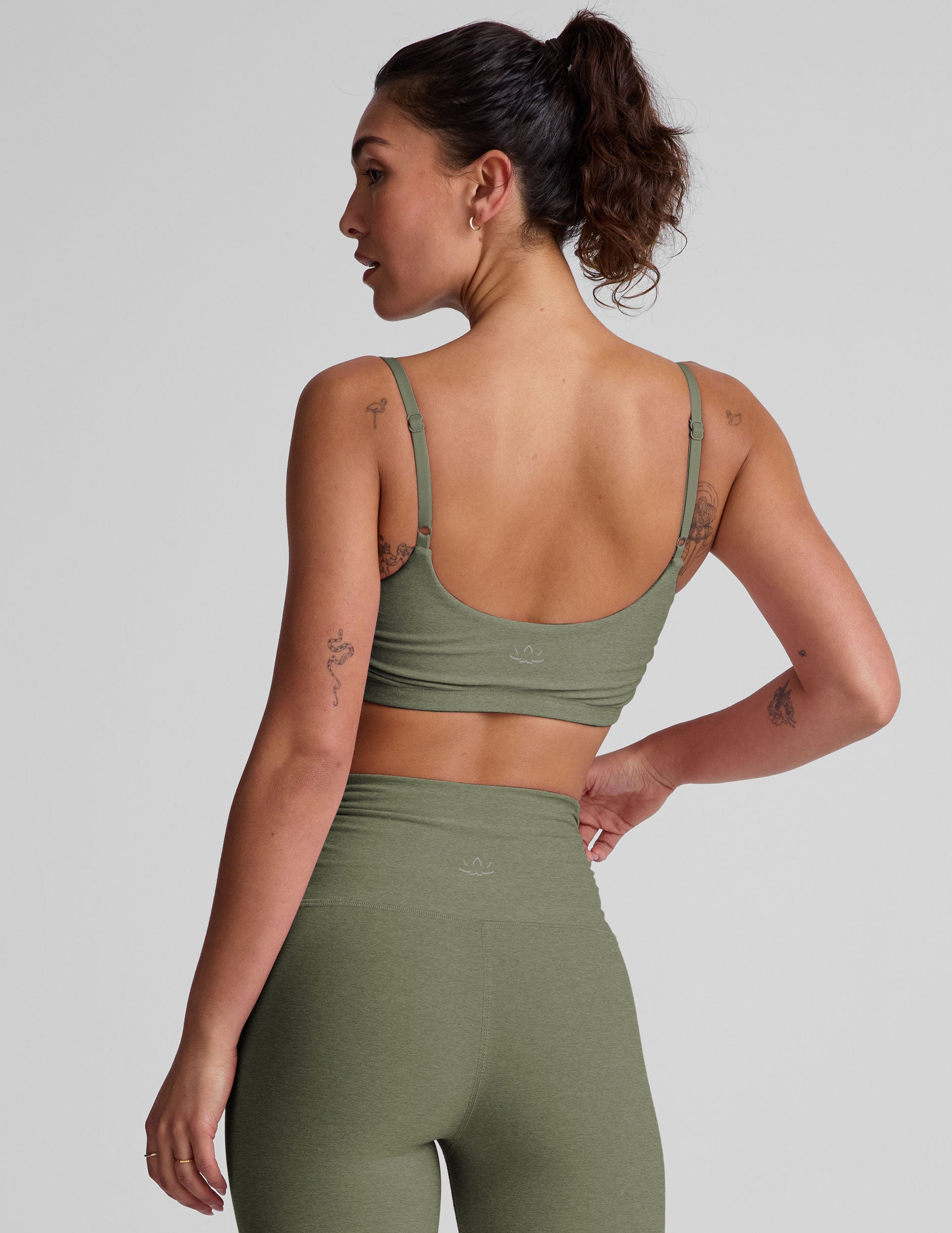 Spacedye Barre Shirred Sports Bra Adjustable Straps Dance Yoga Workout Top