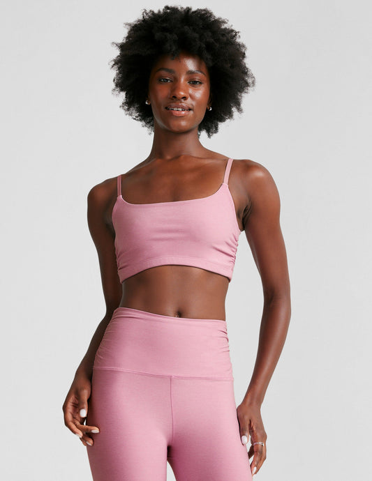 Spacedye Shirred Barre Bra: Adjustable Straps, Wireless Comfort for Yoga