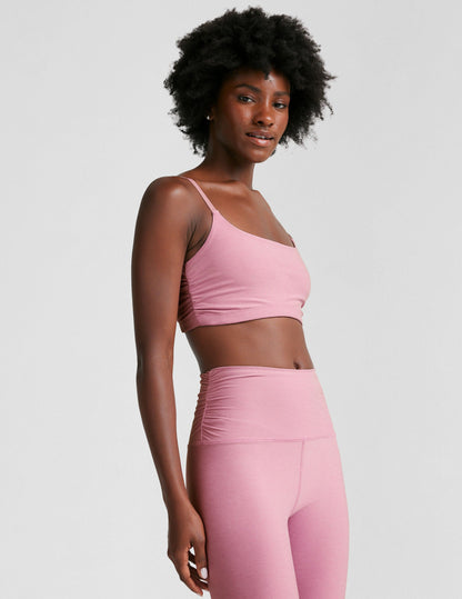 Spacedye Shirred Barre Bra: Adjustable Straps, Wireless Comfort for Yoga