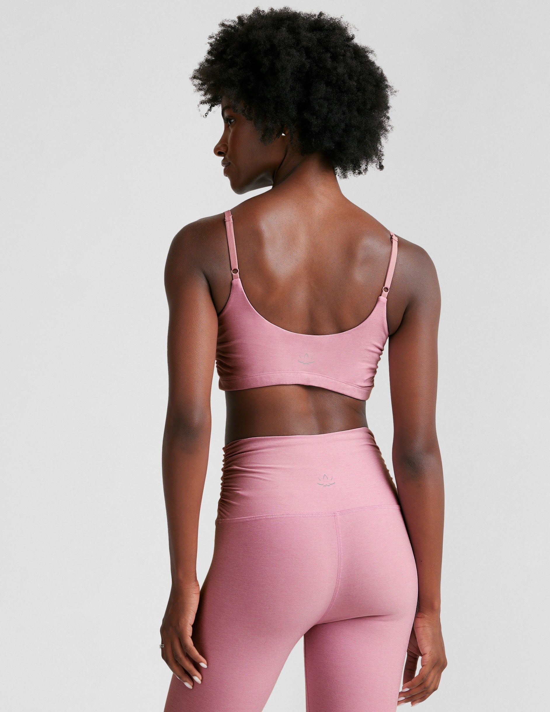 Spacedye Shirred Barre Bra: Adjustable Straps, Wireless Comfort for Yoga