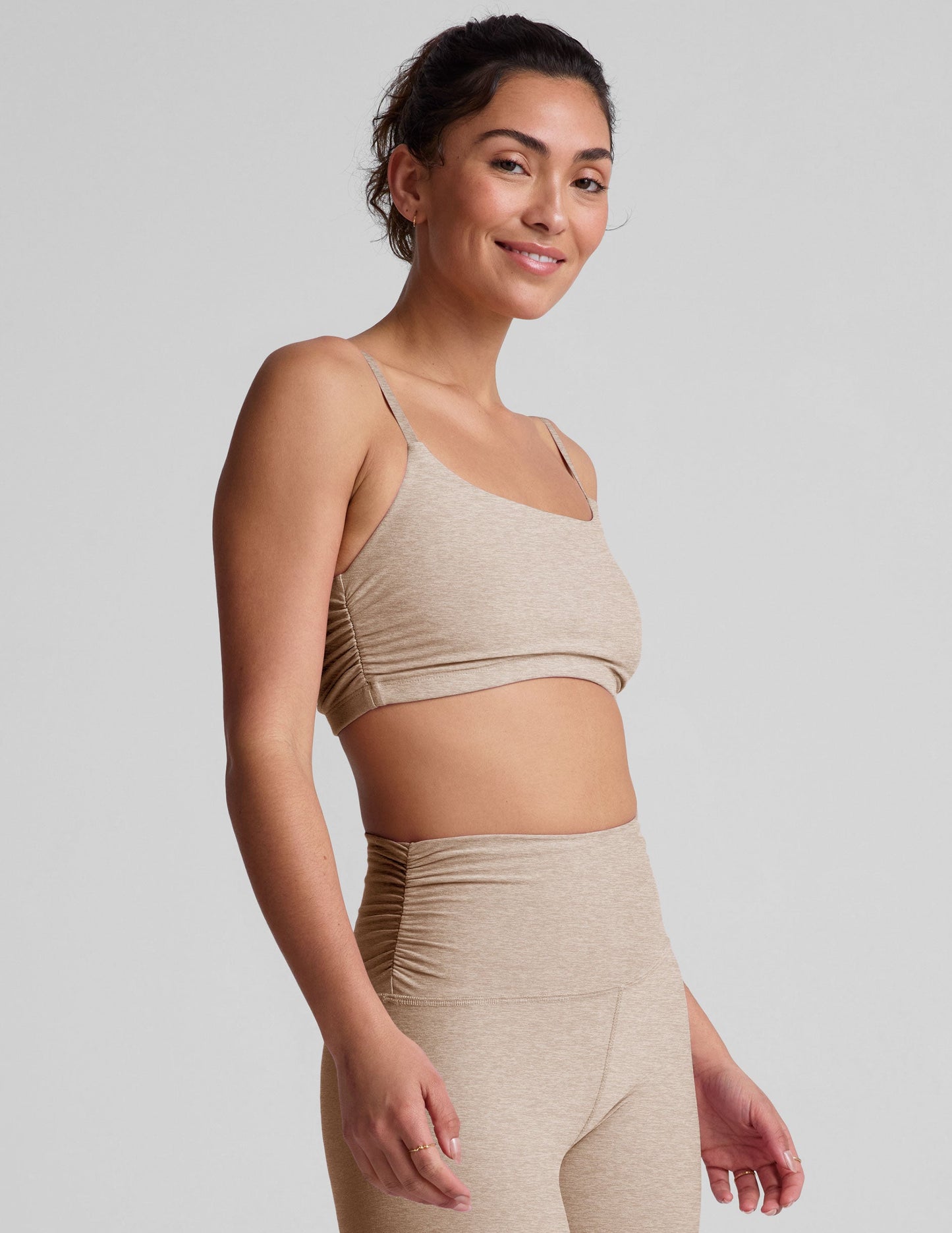 Beyond Yoga Spacedye Shirred Wireless Barre Bra with Adjustable Straps
