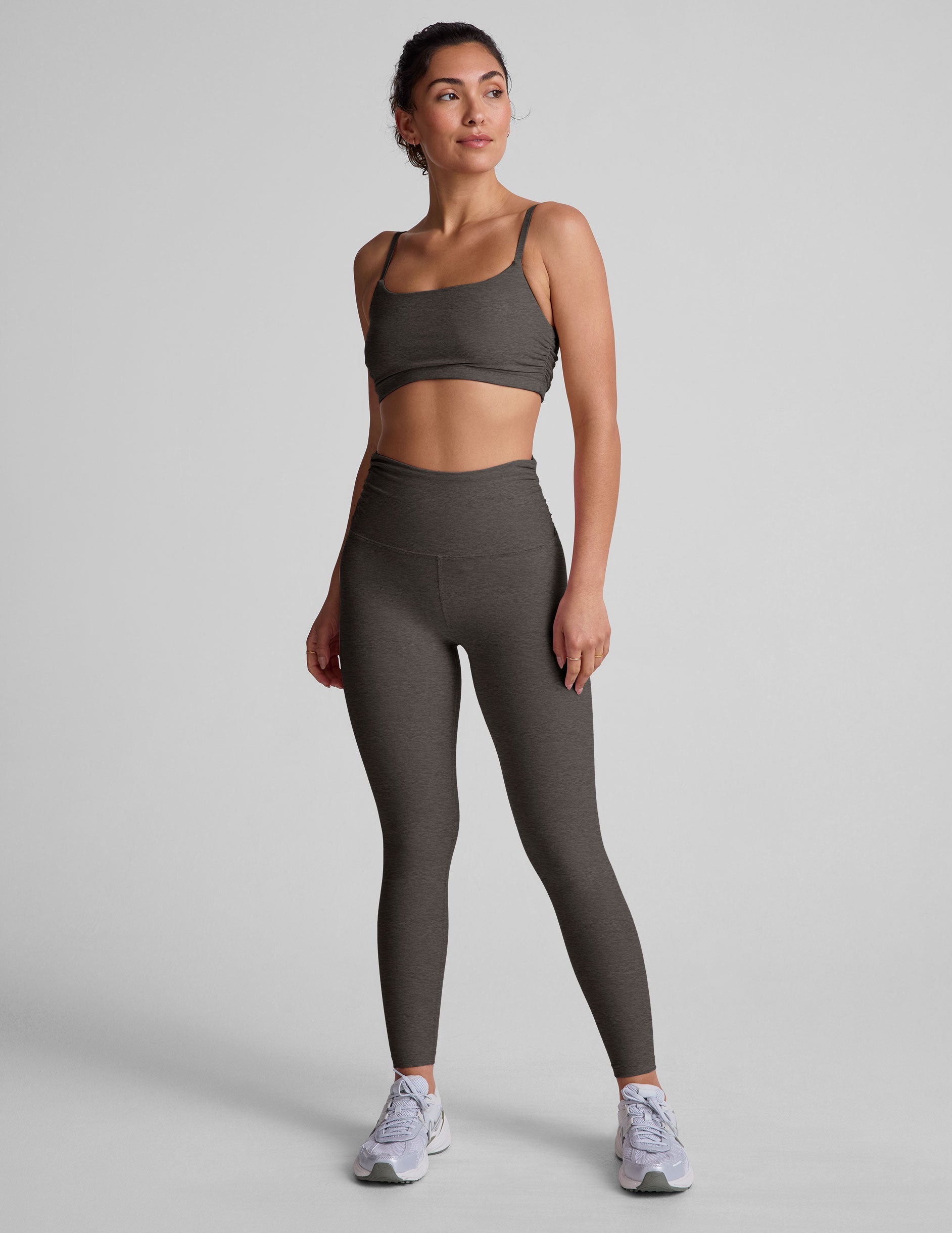 Spacedye Shirred Barre Bra: Adjustable Straps, Comfort, Stylish Yoga Activewear Support