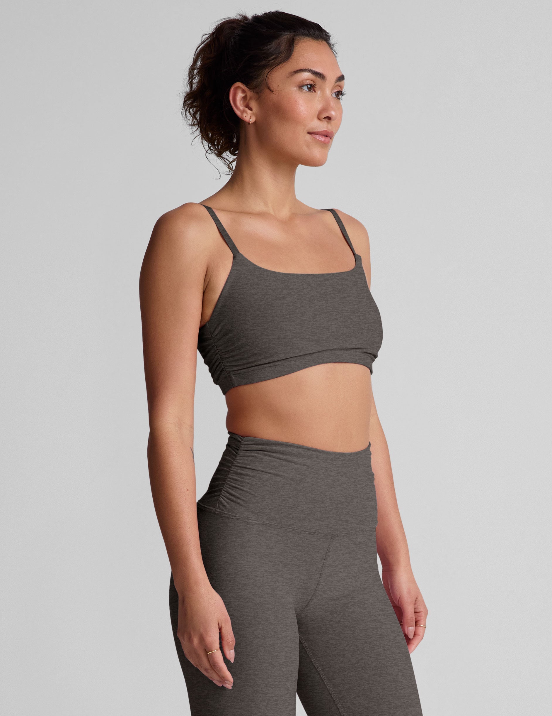 Spacedye Shirred Barre Bra: Adjustable Straps, Comfort, Stylish Yoga Activewear Support