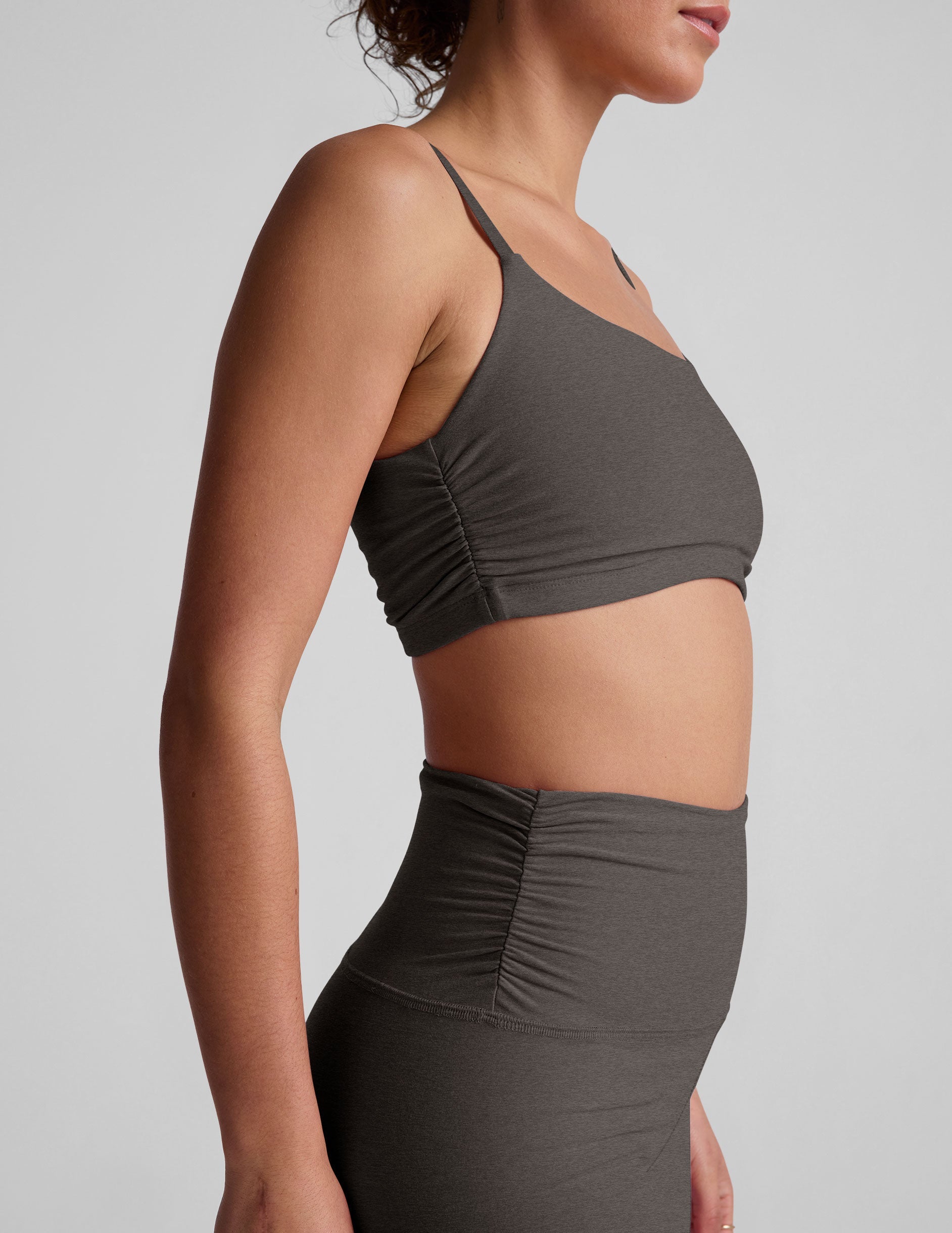 Spacedye Shirred Barre Bra: Adjustable Straps, Comfort, Stylish Yoga Activewear Support