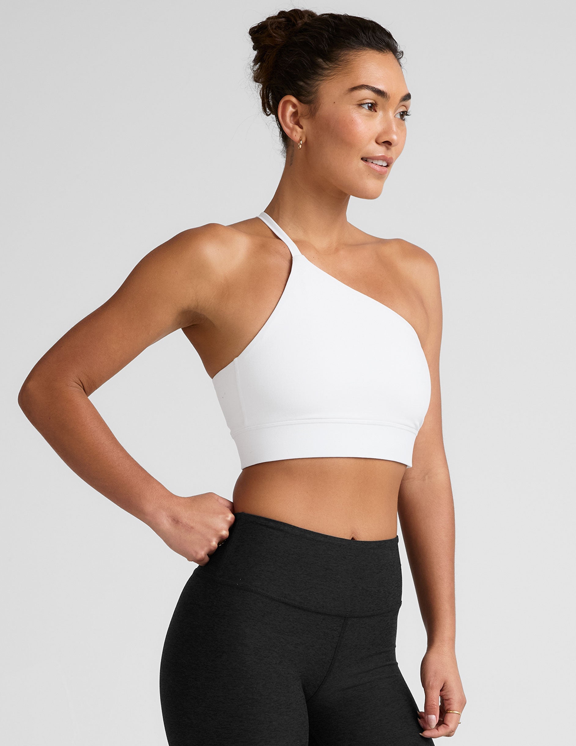 Soft Spacedye One Shoulder Long Line Yoga Bra for Light Support