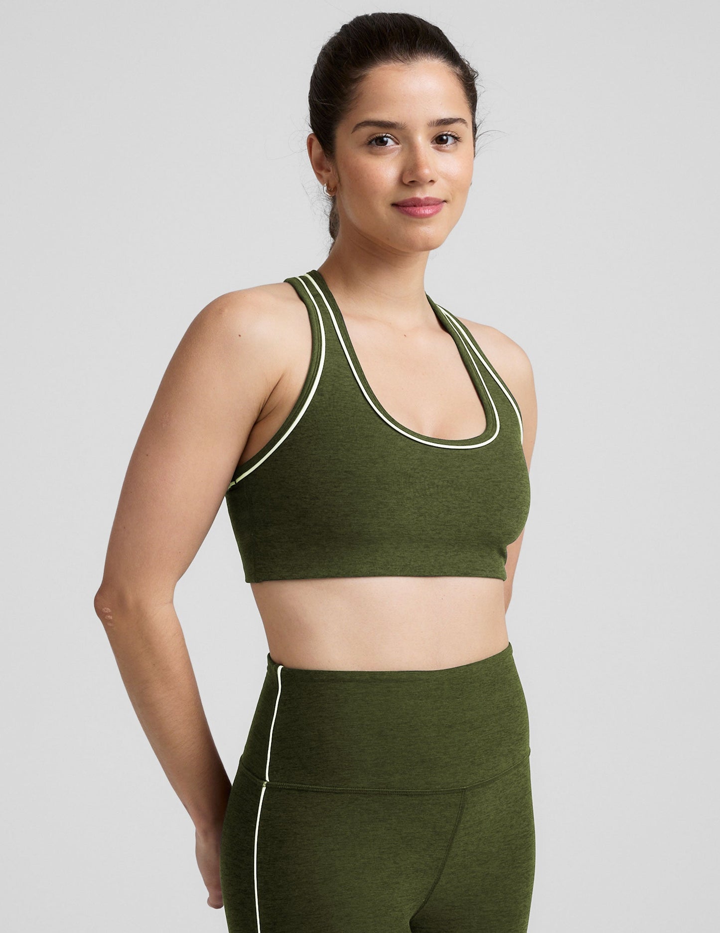 Beyond Yoga Spacedye Ready Bra: Supportive Scoop Neck Racerback with Retro Piping