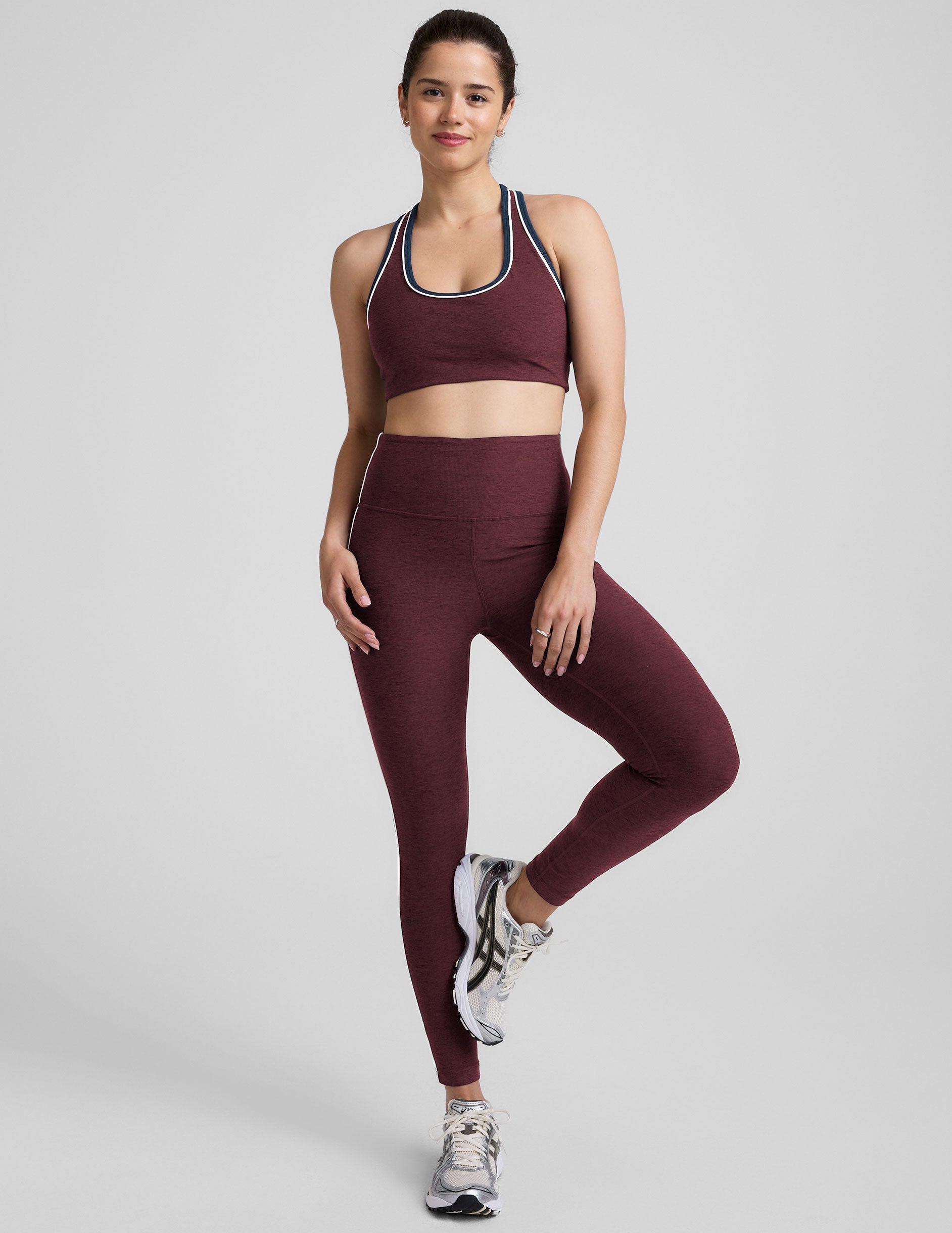 Spacedye Ready Bra: Comfortable Scoop Neck Racerback Activewear Top with Piping