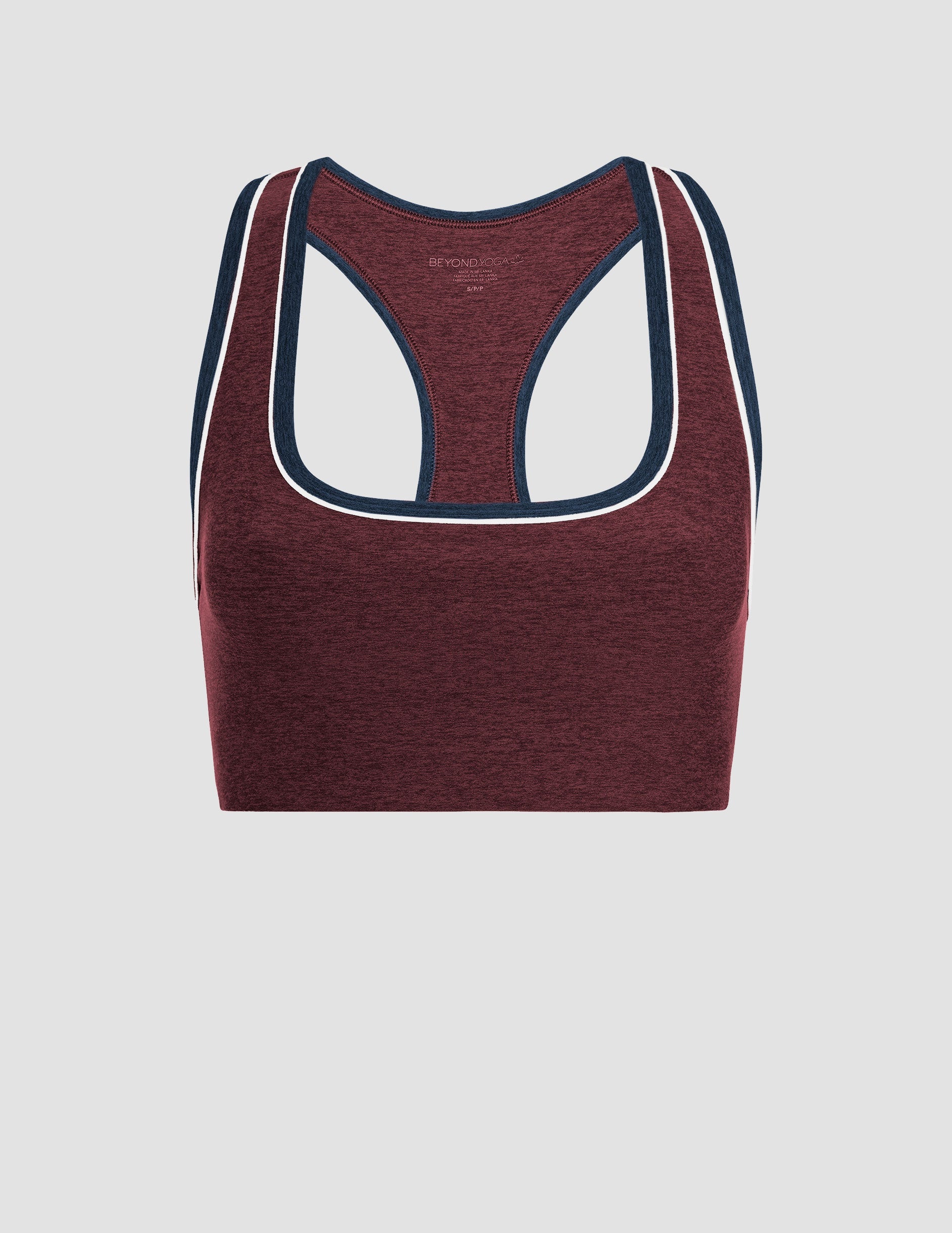 Spacedye Ready Bra: Comfortable Scoop Neck Racerback Activewear Top with Piping