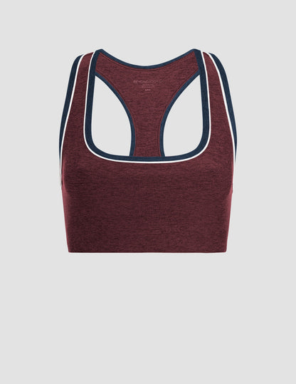 Spacedye Ready Bra: Comfortable Scoop Neck Racerback Activewear Top with Piping