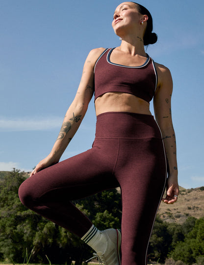 Spacedye Ready Bra: Comfortable Scoop Neck Racerback Activewear Top with Piping