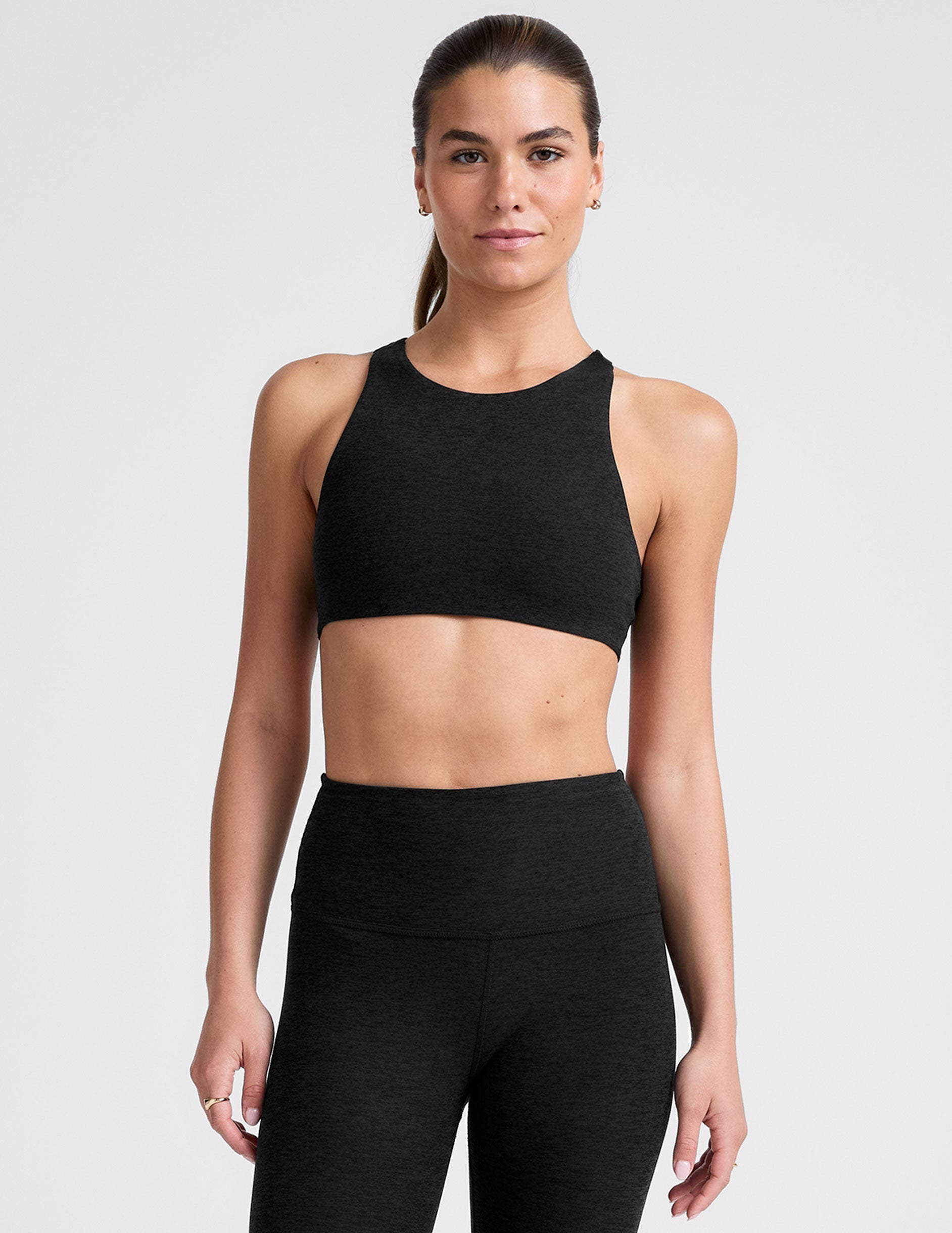 Ultimate High-Neck Spacedye Racerback Bra for Yoga and Studio Workouts