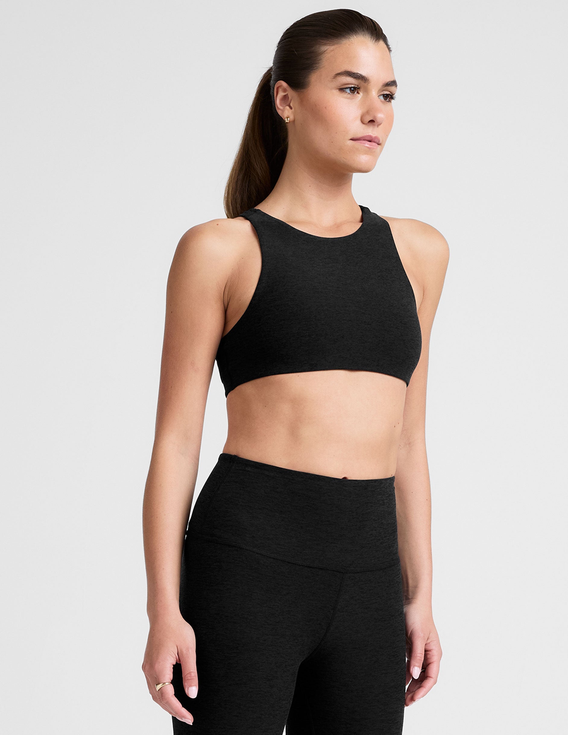 Ultimate High-Neck Spacedye Racerback Bra for Yoga and Studio Workouts